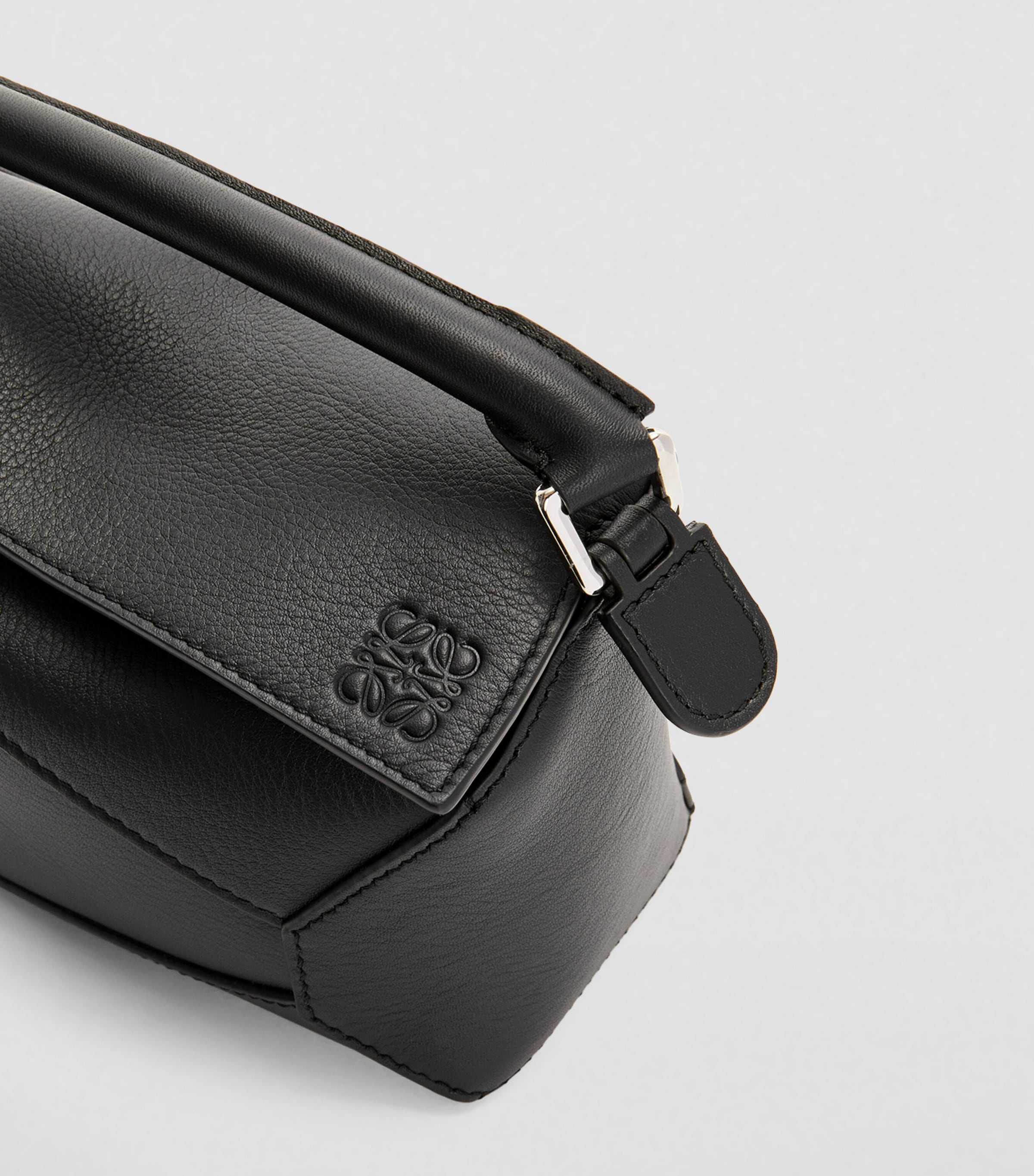 LOEWE Black Mini Leather Puzzle Edge Top-Handle Bag | Harrods US