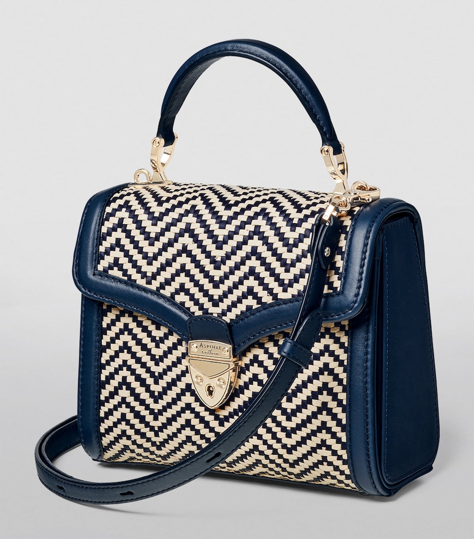 Aspinal Of London Midi Woven Mayfair Top-Handle Bag Navy Image 4