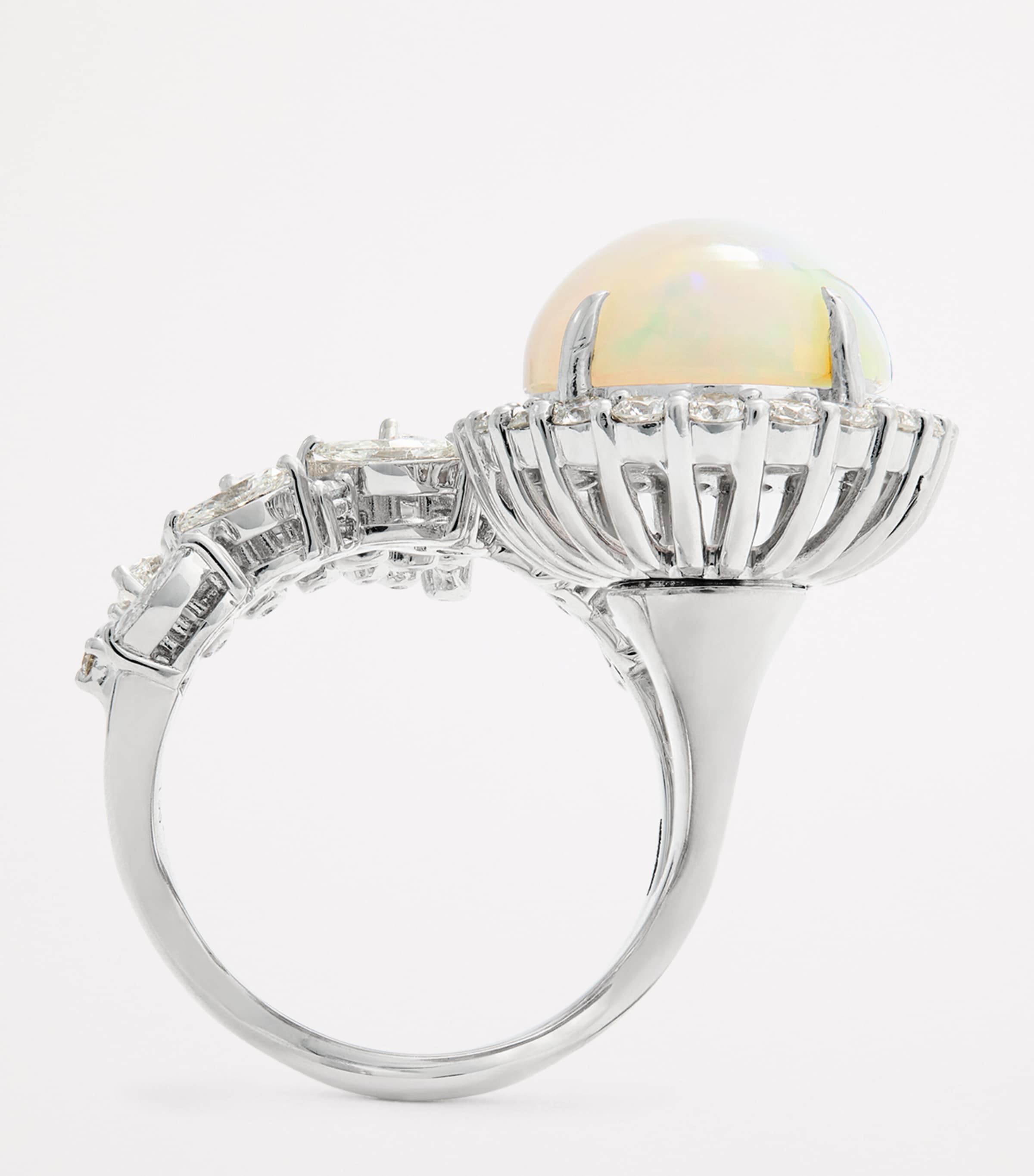 Yeprem White Gold, Diamond and Opal Ring (Size 52) White Gold Image 3