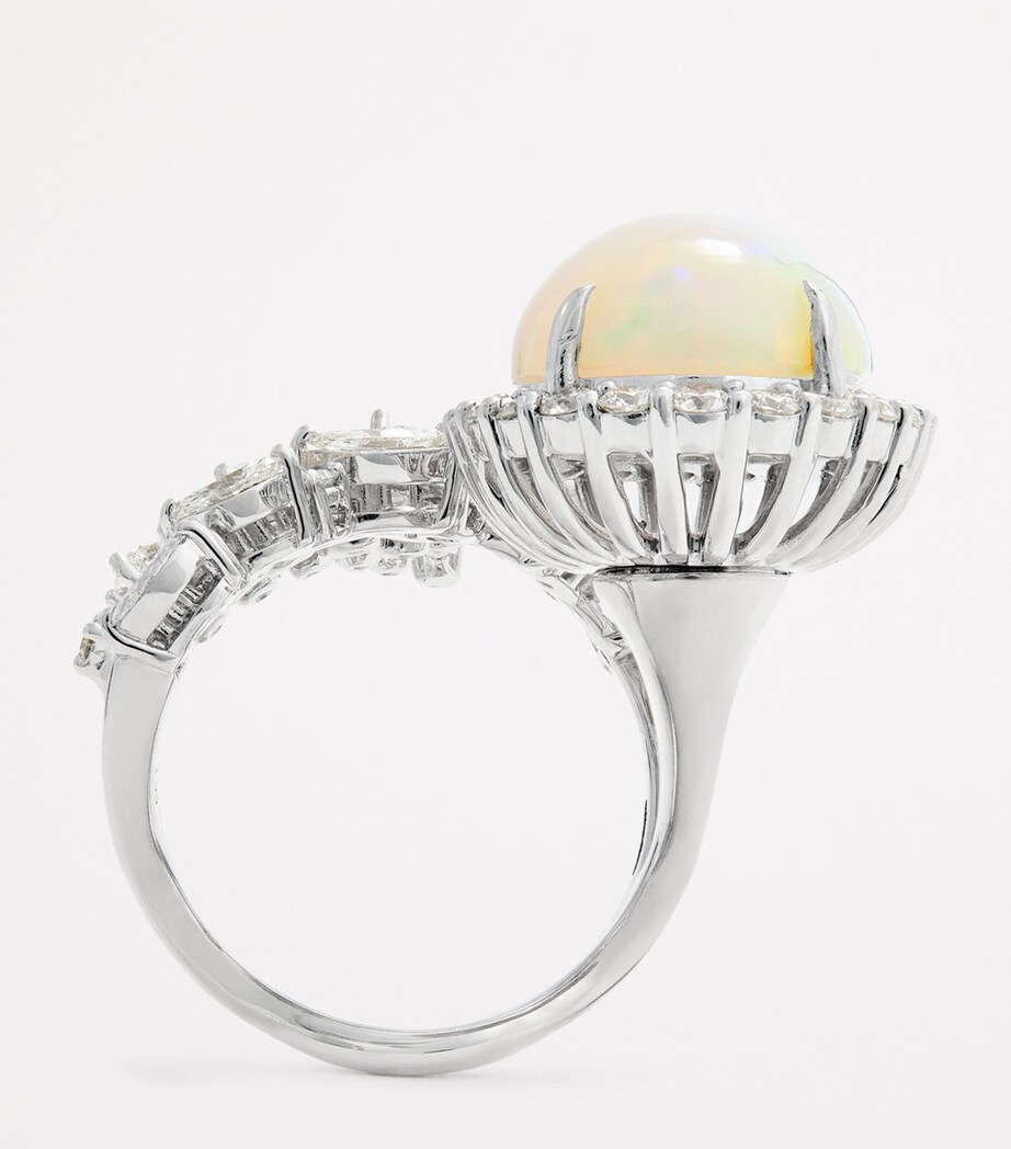 Yeprem White Gold, Diamond and Opal Ring (Size 52) White Gold Image 3