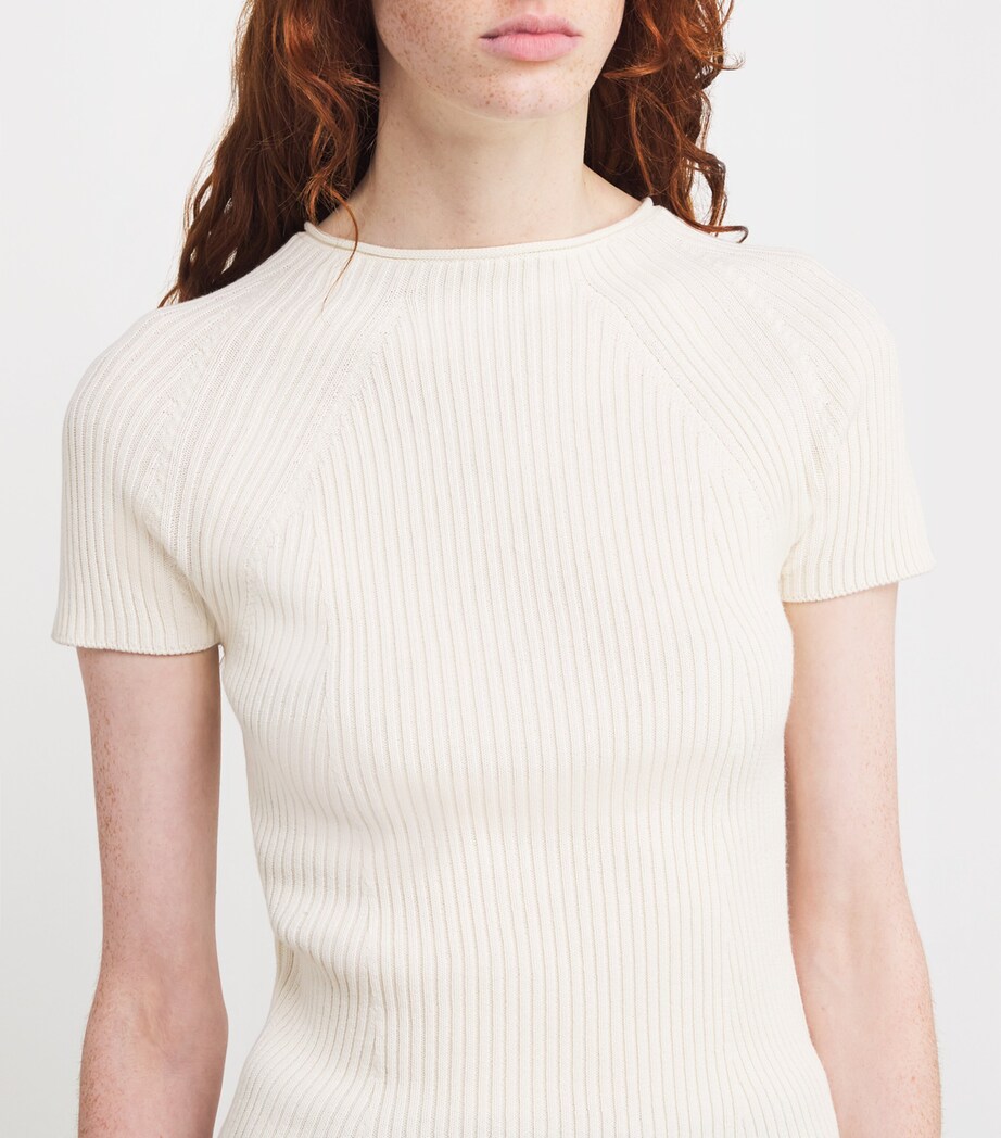Ribbed Short-Sleeve Sweater MILK Image 6