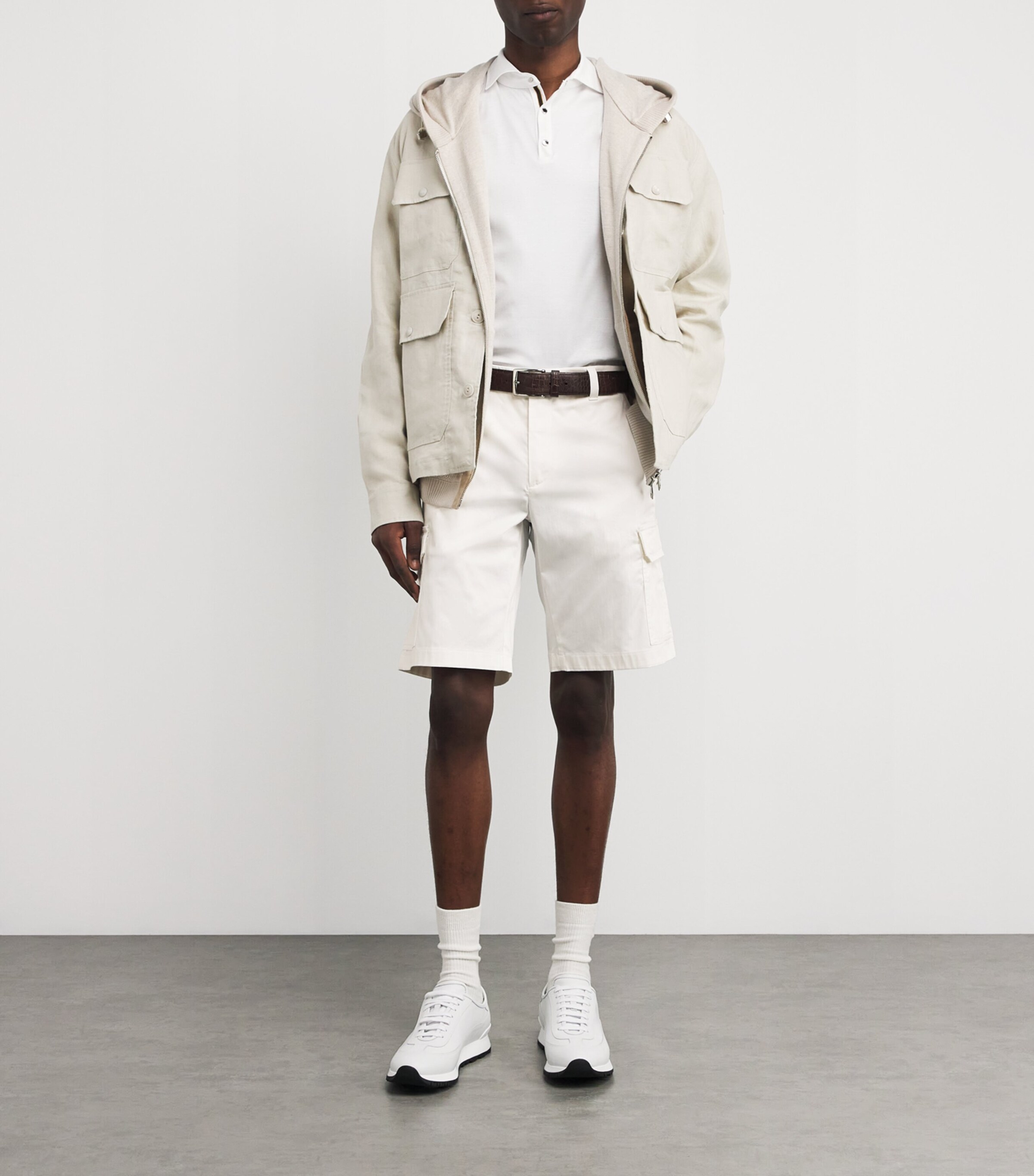 Moorer Mens Cotton-Stretch Aron Shorts Bianco Image 2