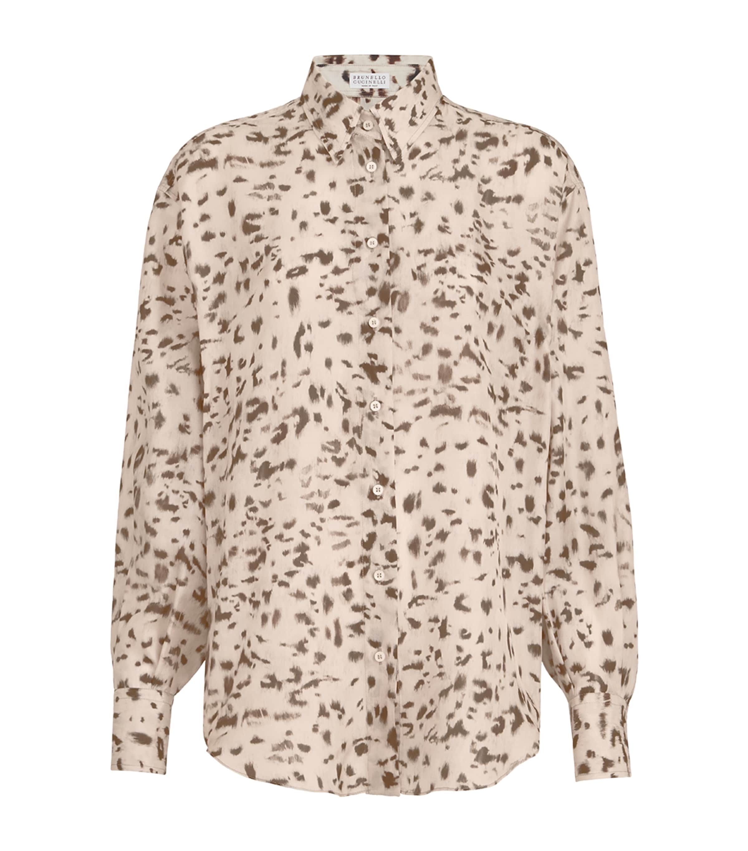 Brunello Cucinelli Womens Silk Lynx Print Pongee Shirt Image 1