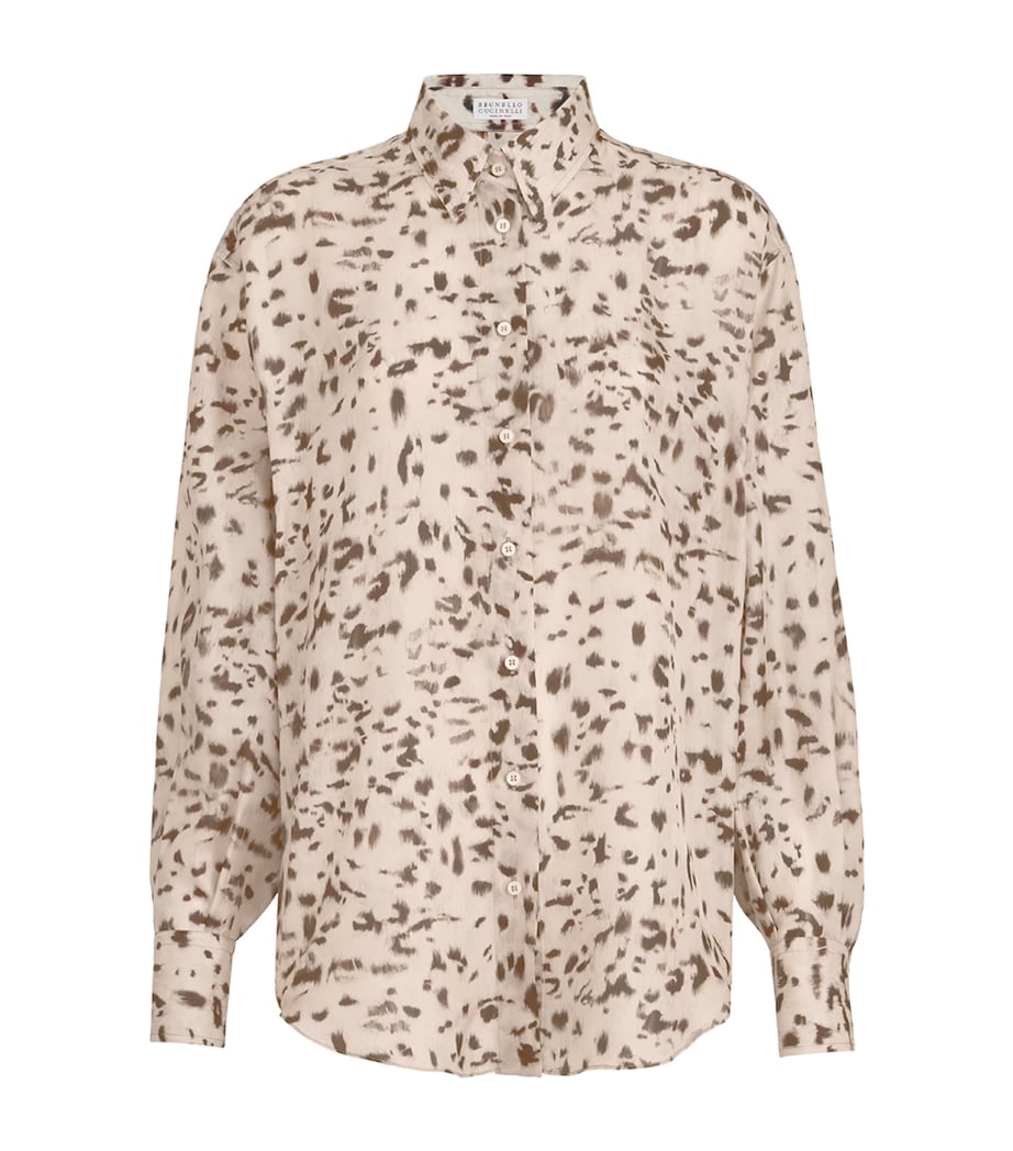 Brunello Cucinelli Womens Silk Lynx Print Pongee Shirt Image 1