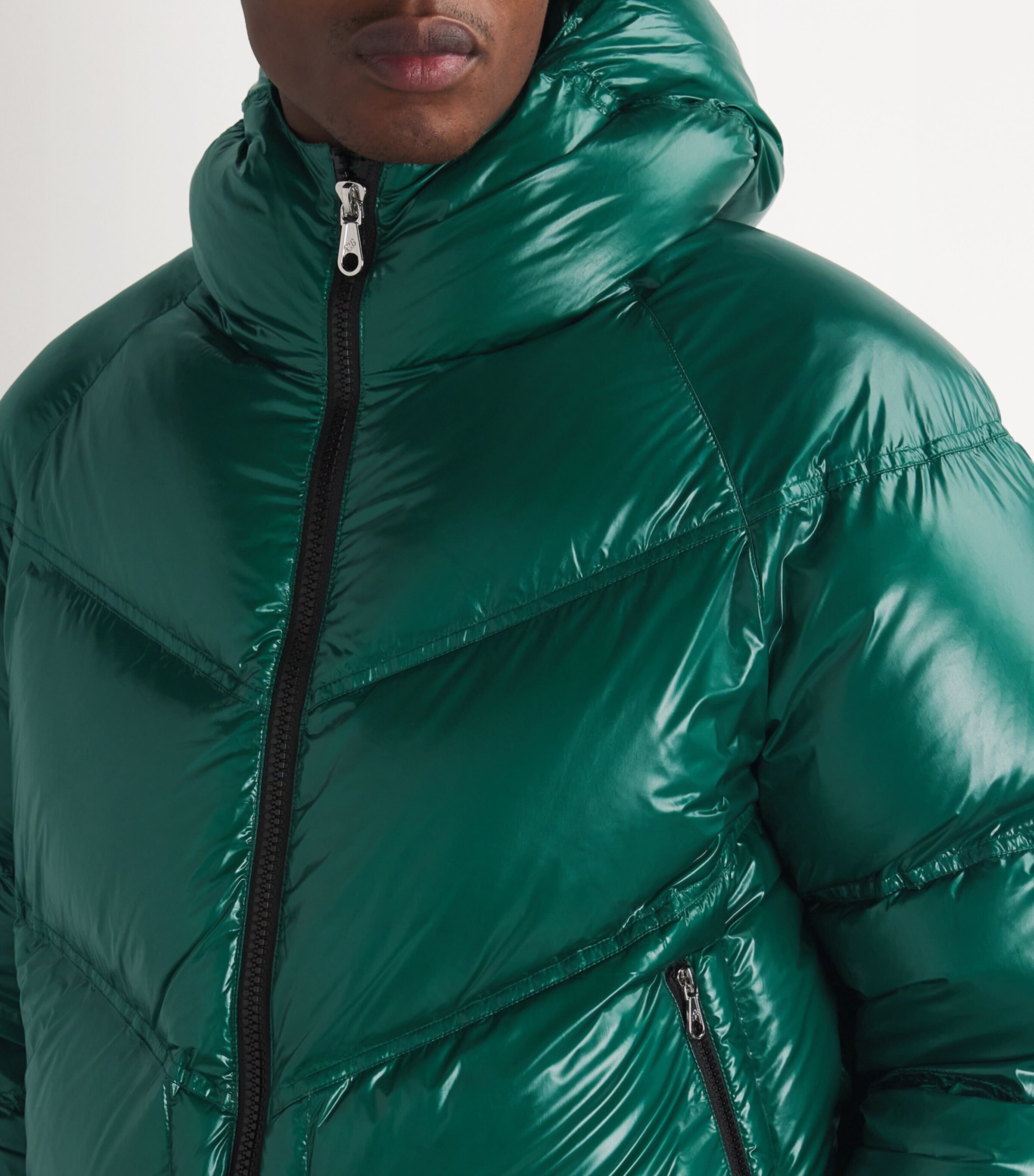 COLE BUXTON Mens Hooded Puffer Jacket Bottle Green Image 6