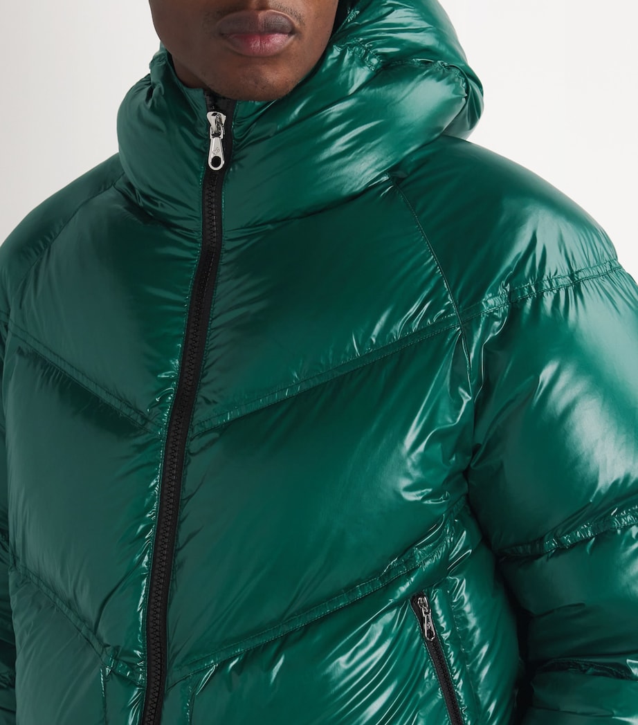 COLE BUXTON Mens Hooded Puffer Jacket Bottle Green Image 6