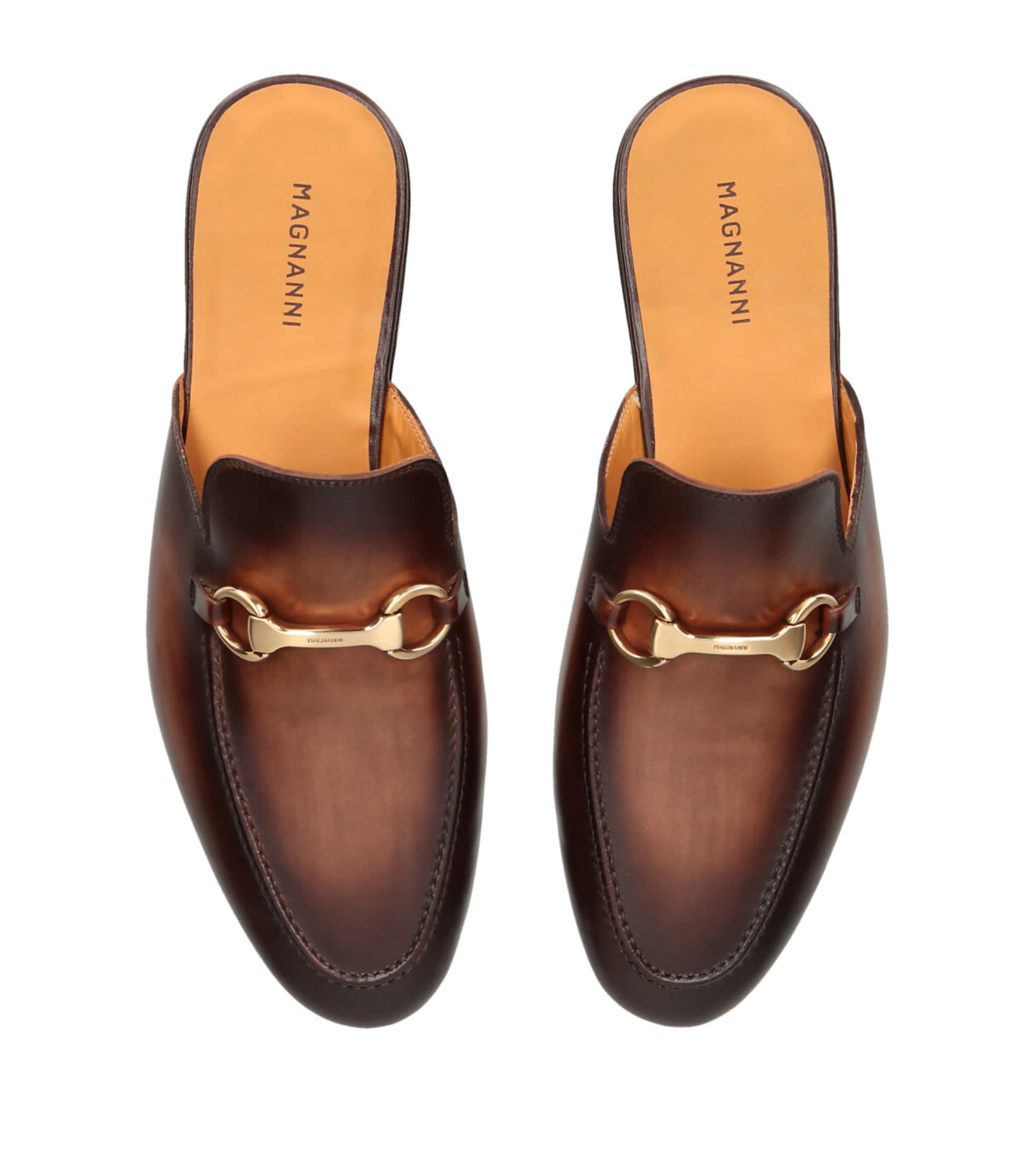 Magnanni Leather Horsebit Mules Brown Image 3