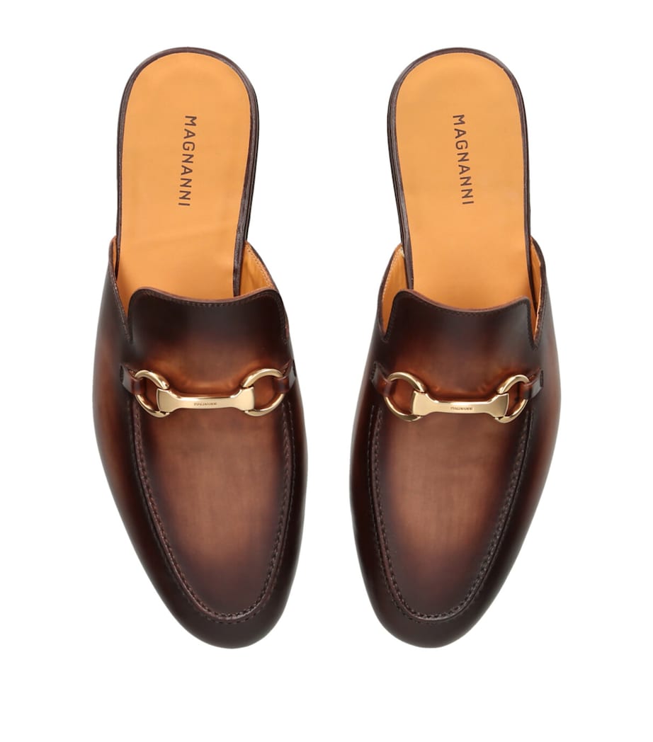 Leather Horsebit Mules BROWN Image 3