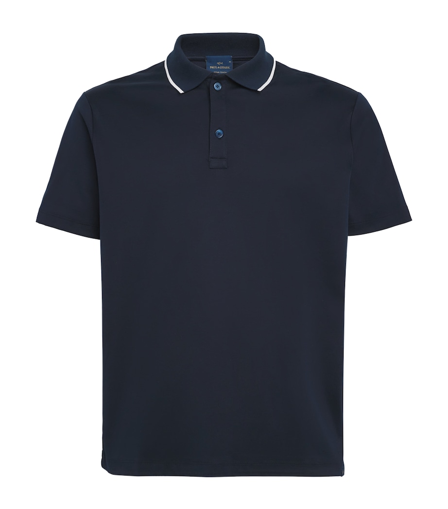 Aqua Touch Cotton Interlock Polo Shirt 013 BLUE Image 1