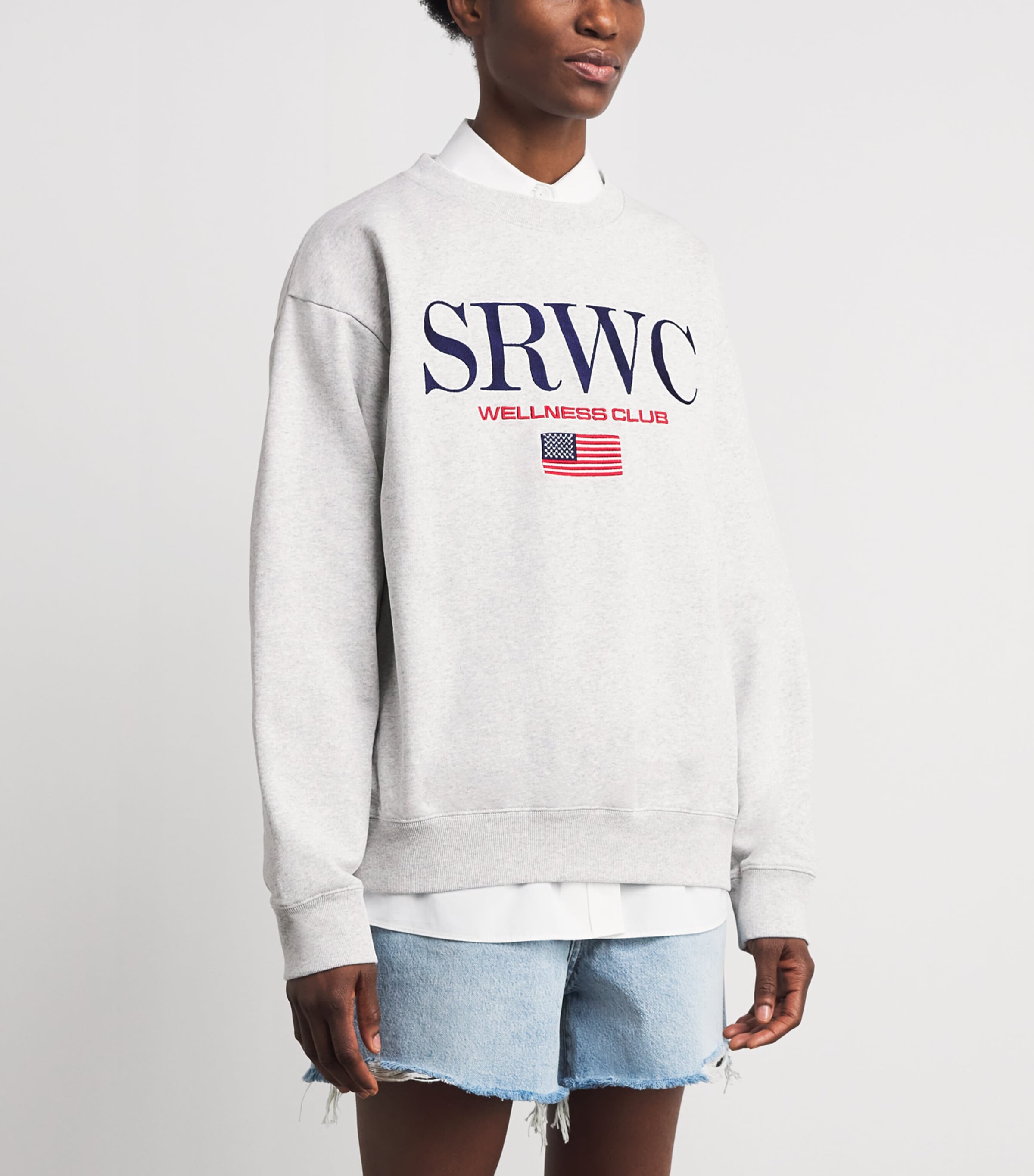 Sporty & Rich Womens Cotton Nautical Sweatshirt Heather Gray Image 4