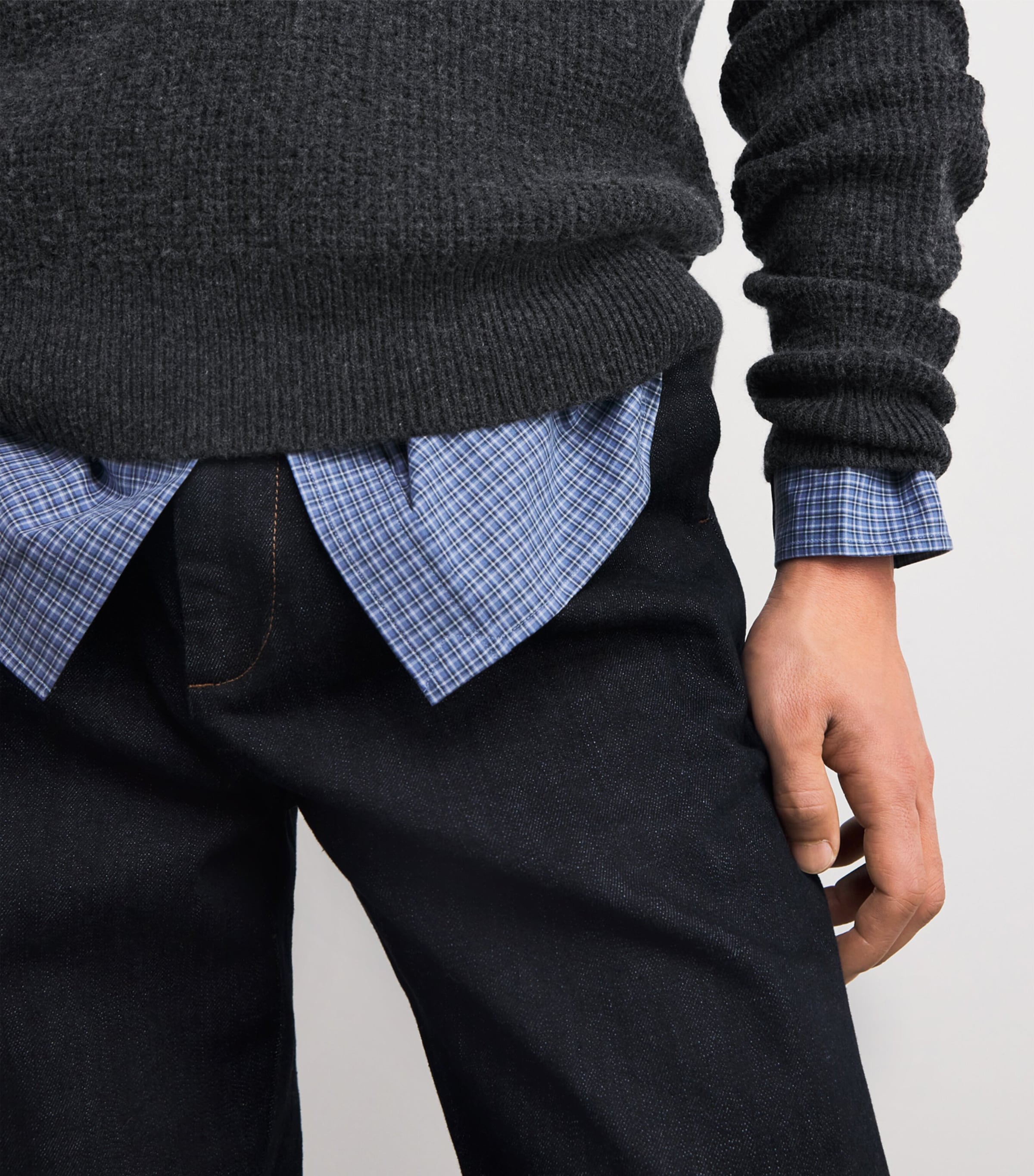 Wool-Cotton Polo Sweater DARK GRANITE HEATHER Image 6