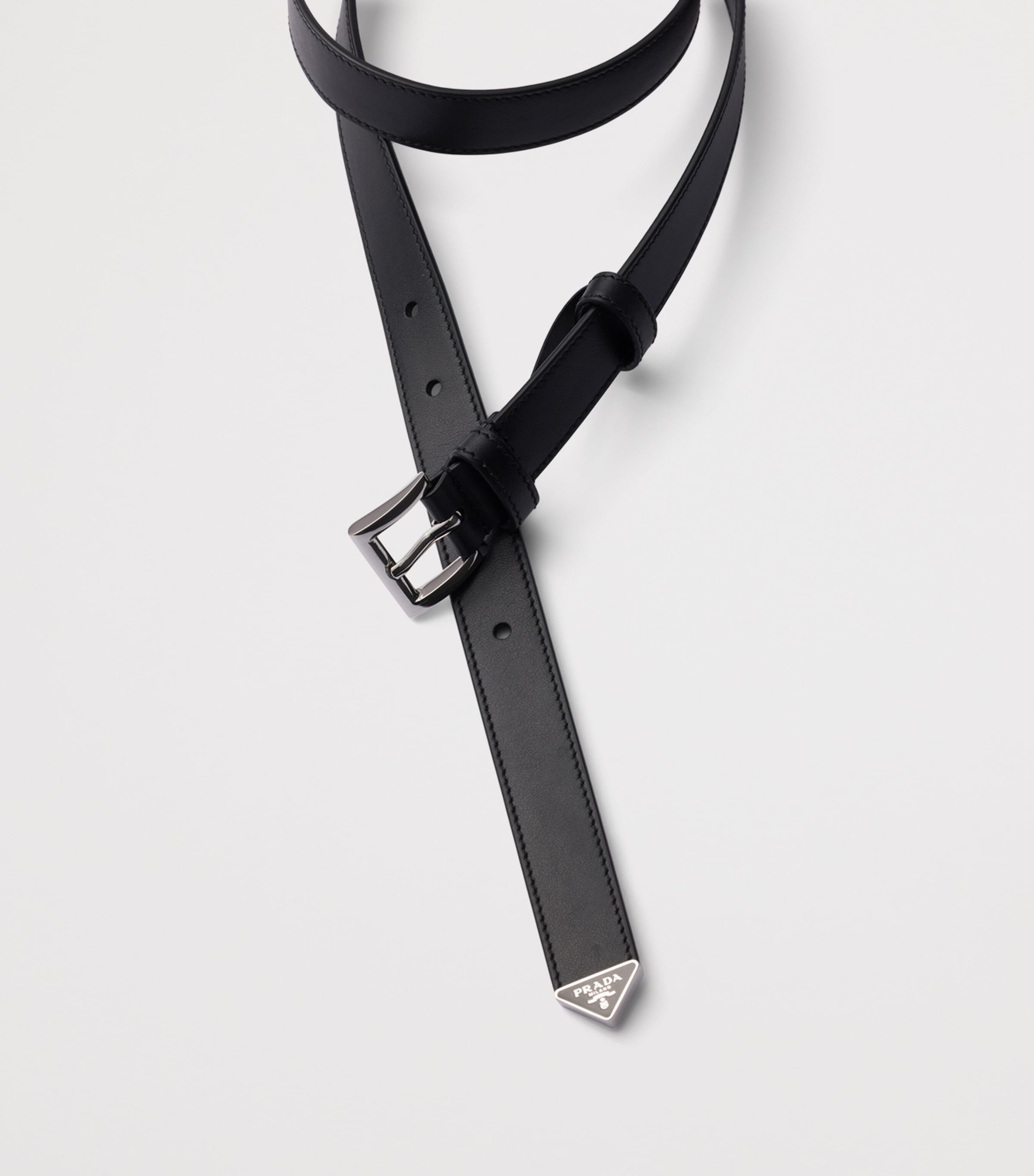 Prada Leather Triangle Belt Black Image 2