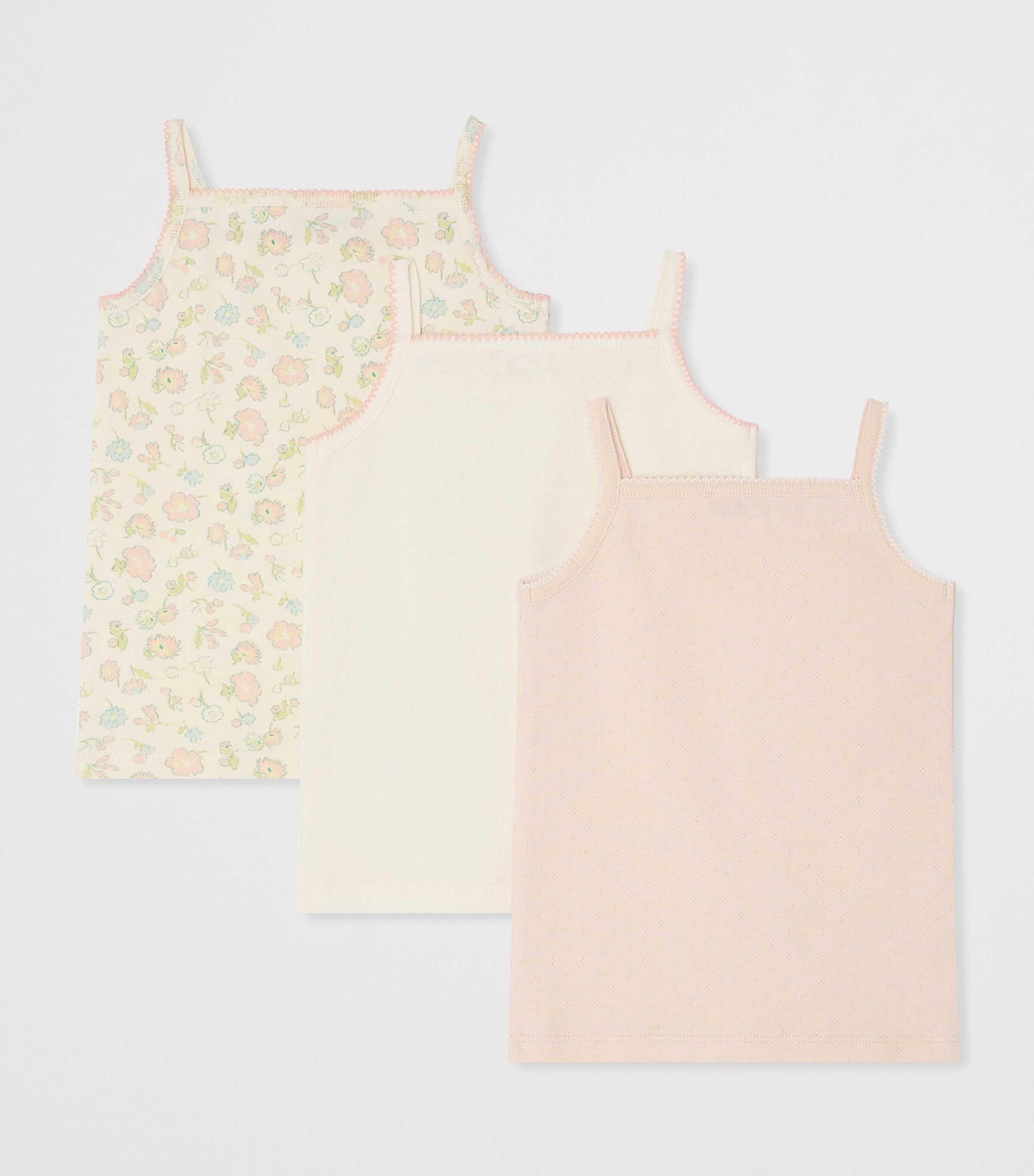 Bonpoint Set of 3 Cotton Tank Tops (4-12 Years) Fl Rose Fard Image 2