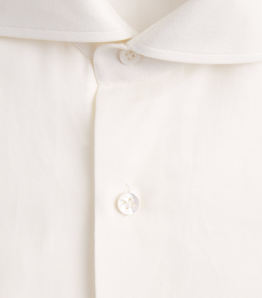 Barba Napoli Mens Cotton-Cashmere Shirt White Image 6