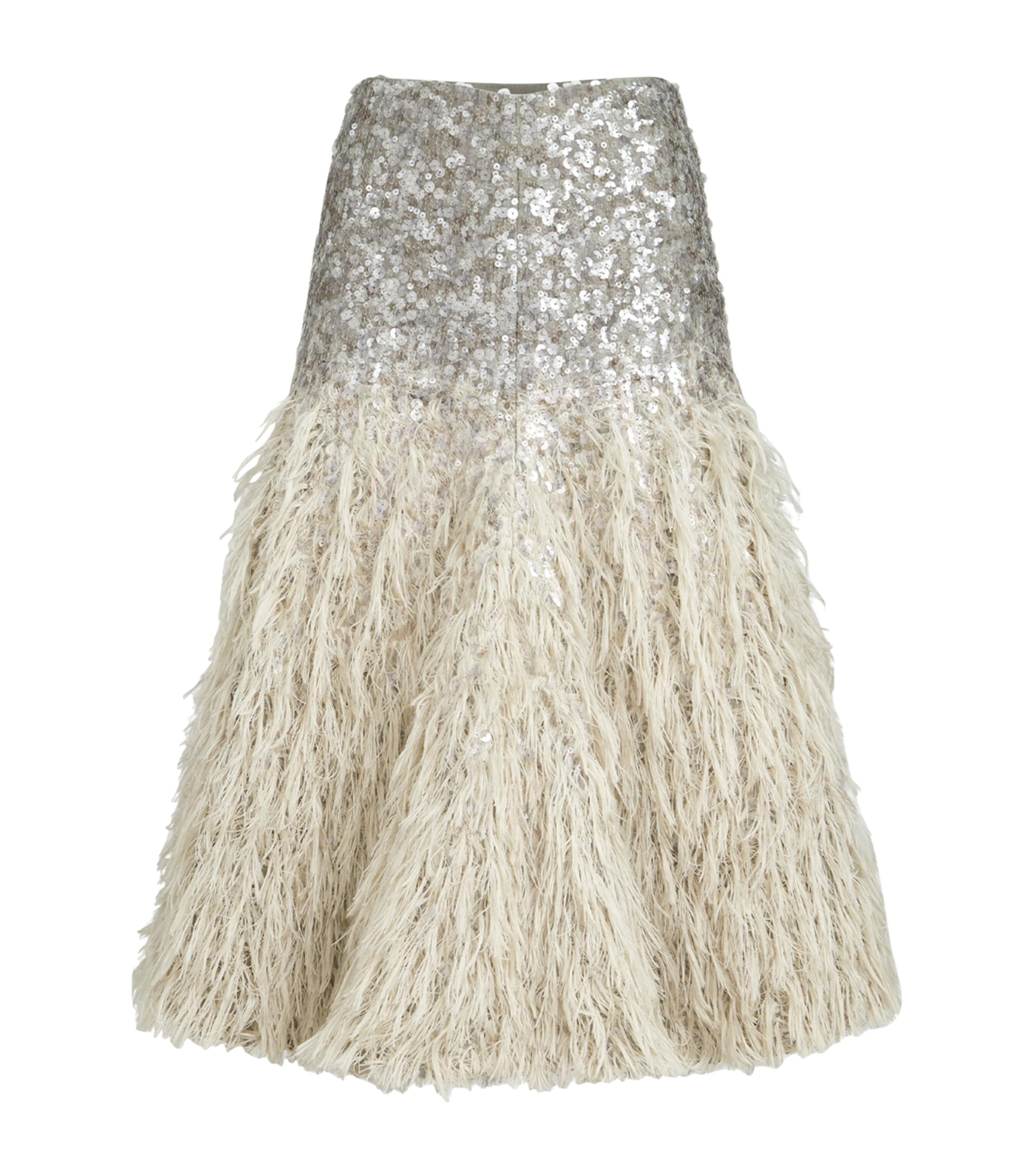 Brunello Cucinelli Womens Dazzling Fil Coupé Midi Skirt Image 1