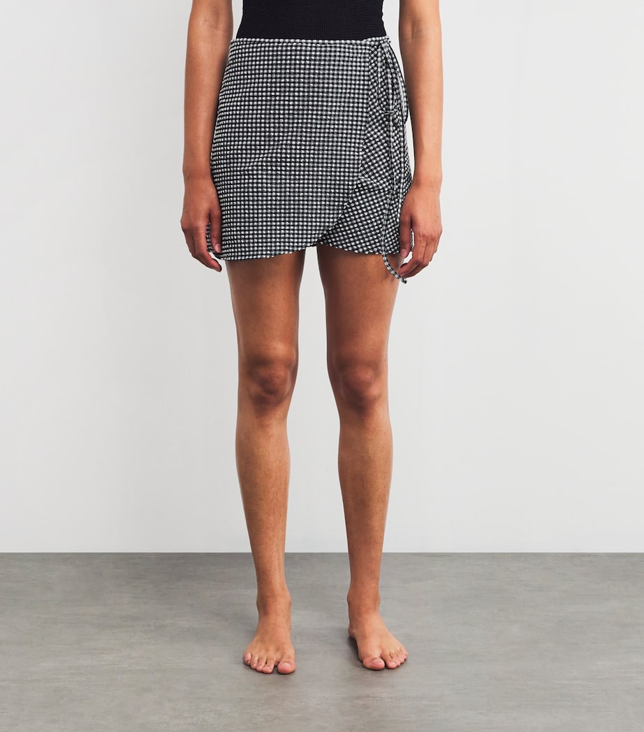 Seersucker Gingham Mini Sarong BLACK GINGHAM Image 2