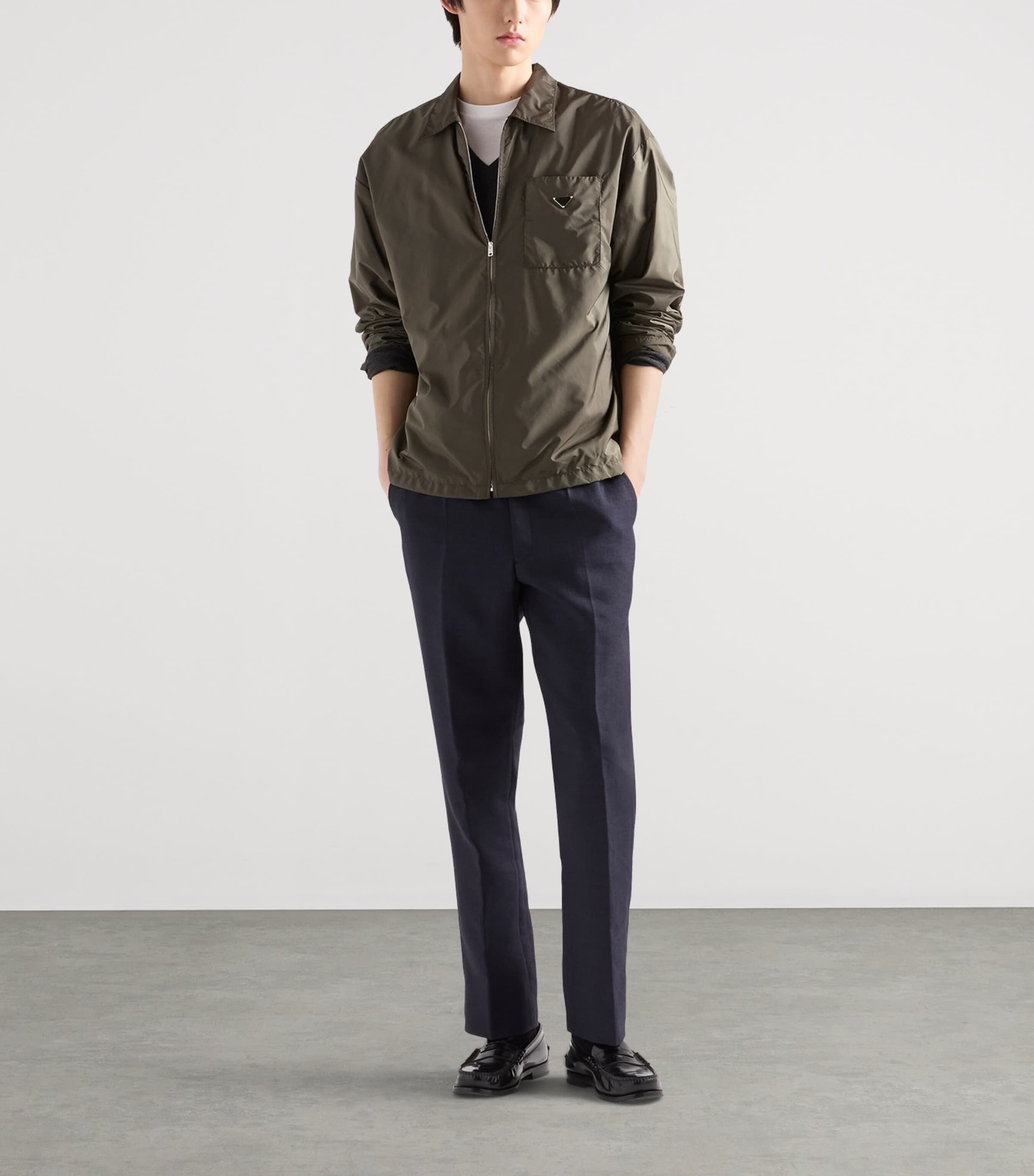 Prada Mens Re-Nylon Zipped Shirt Green Image 2