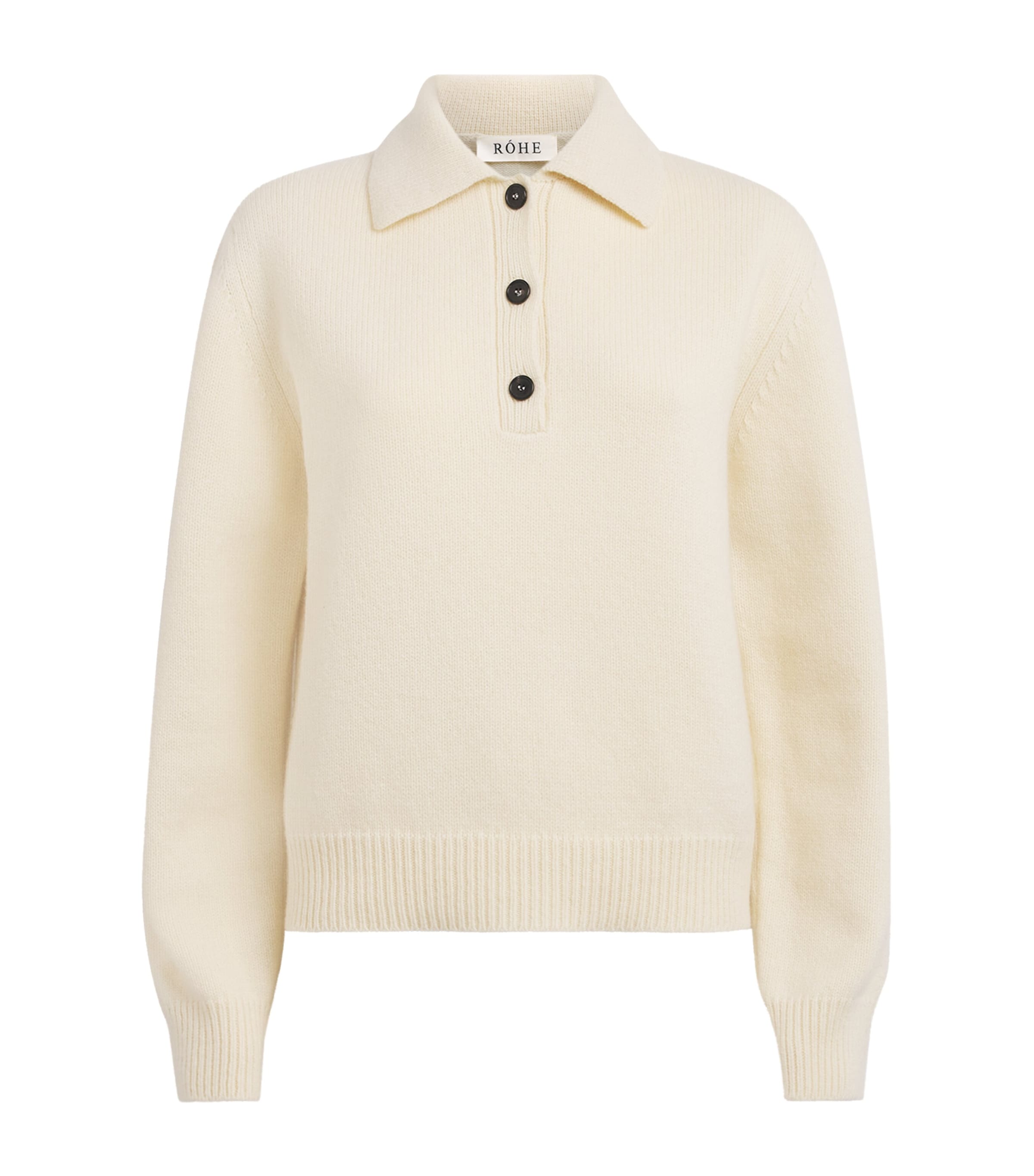 Róhe Womens Wool-Blend Polo Sweater Cream Image 1