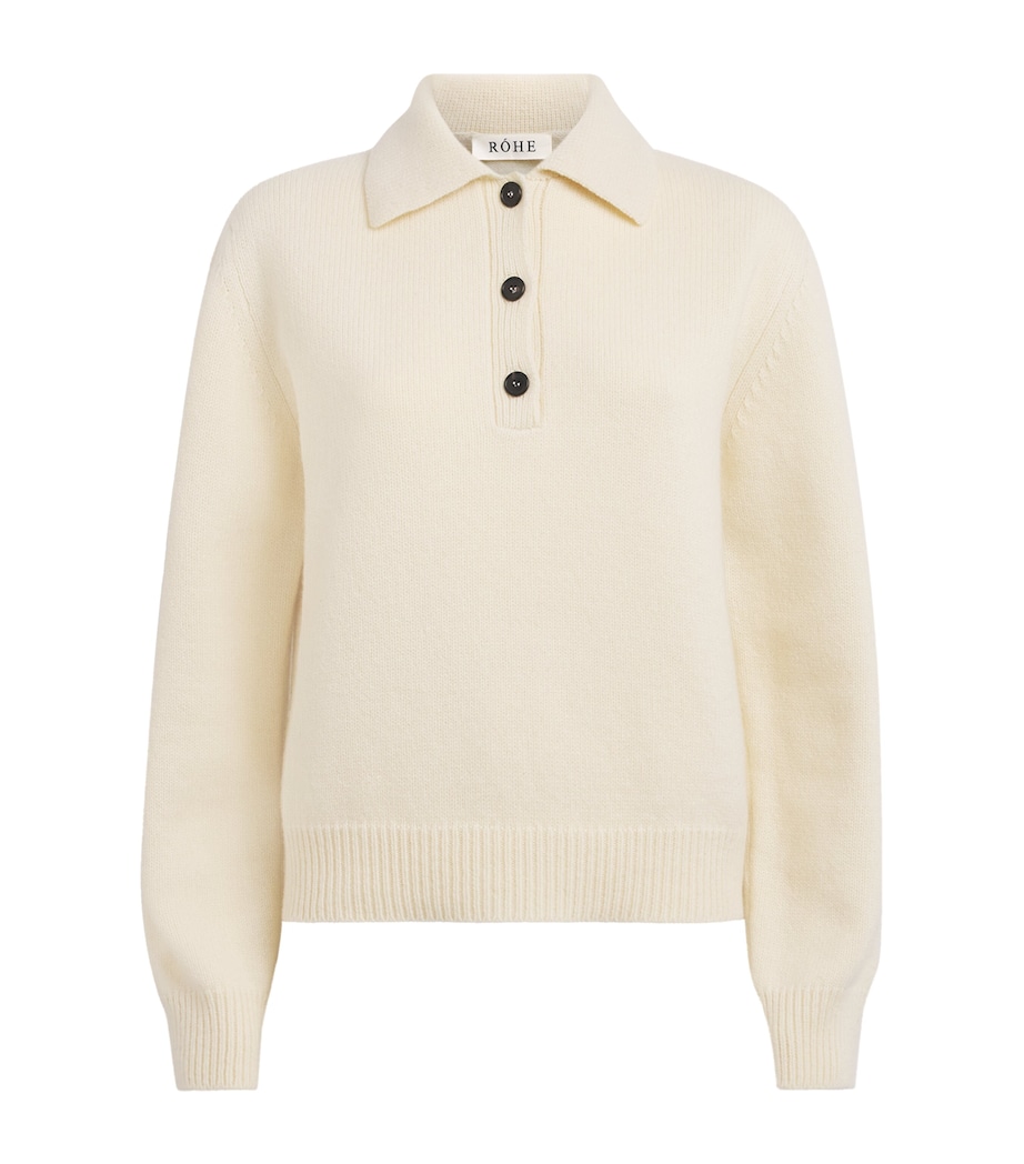 Róhe Womens Wool-Blend Polo Sweater Cream Image 1