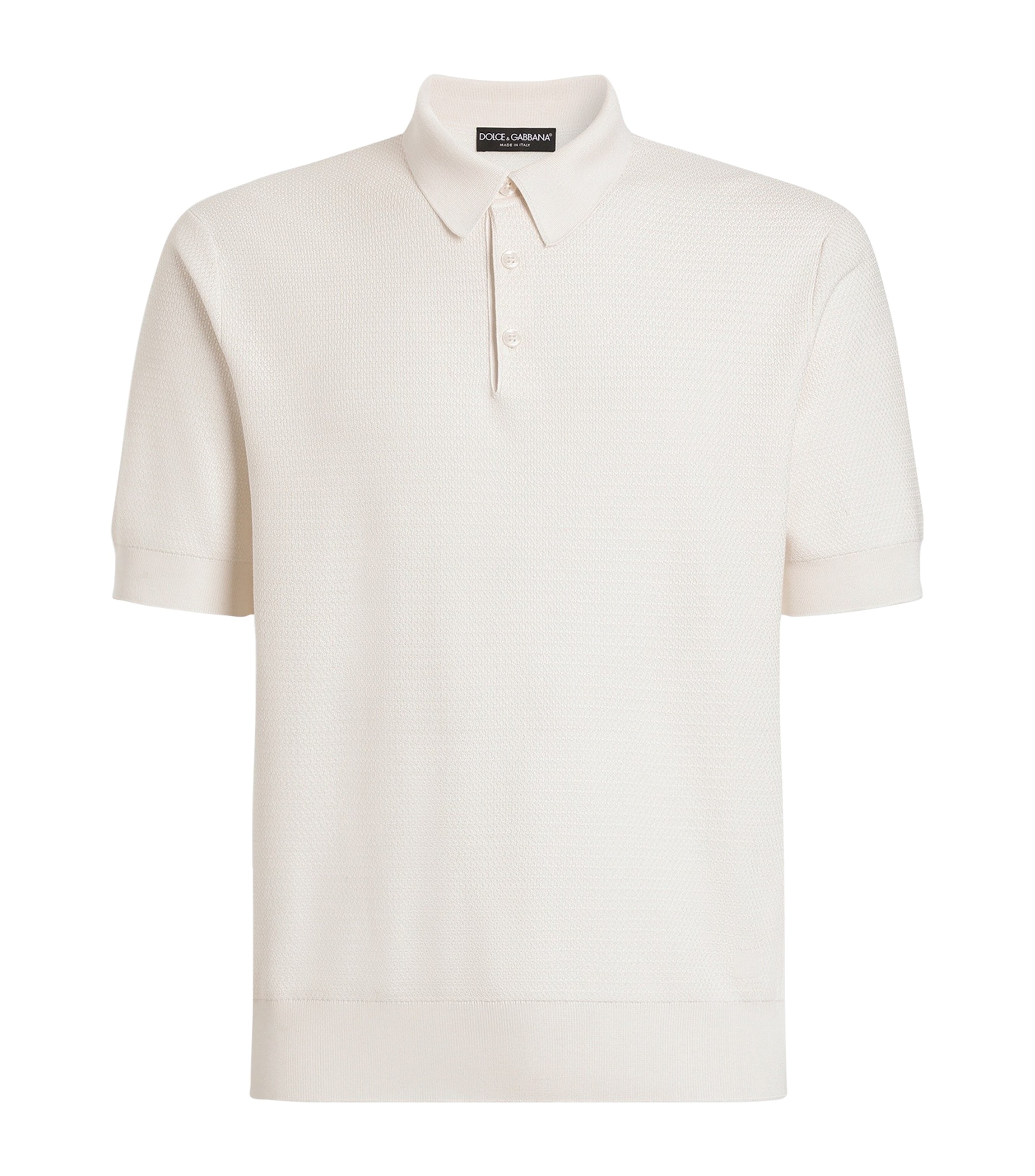Dolce&Gabbana Mens Silk Polo Shirt Natural White Image 1