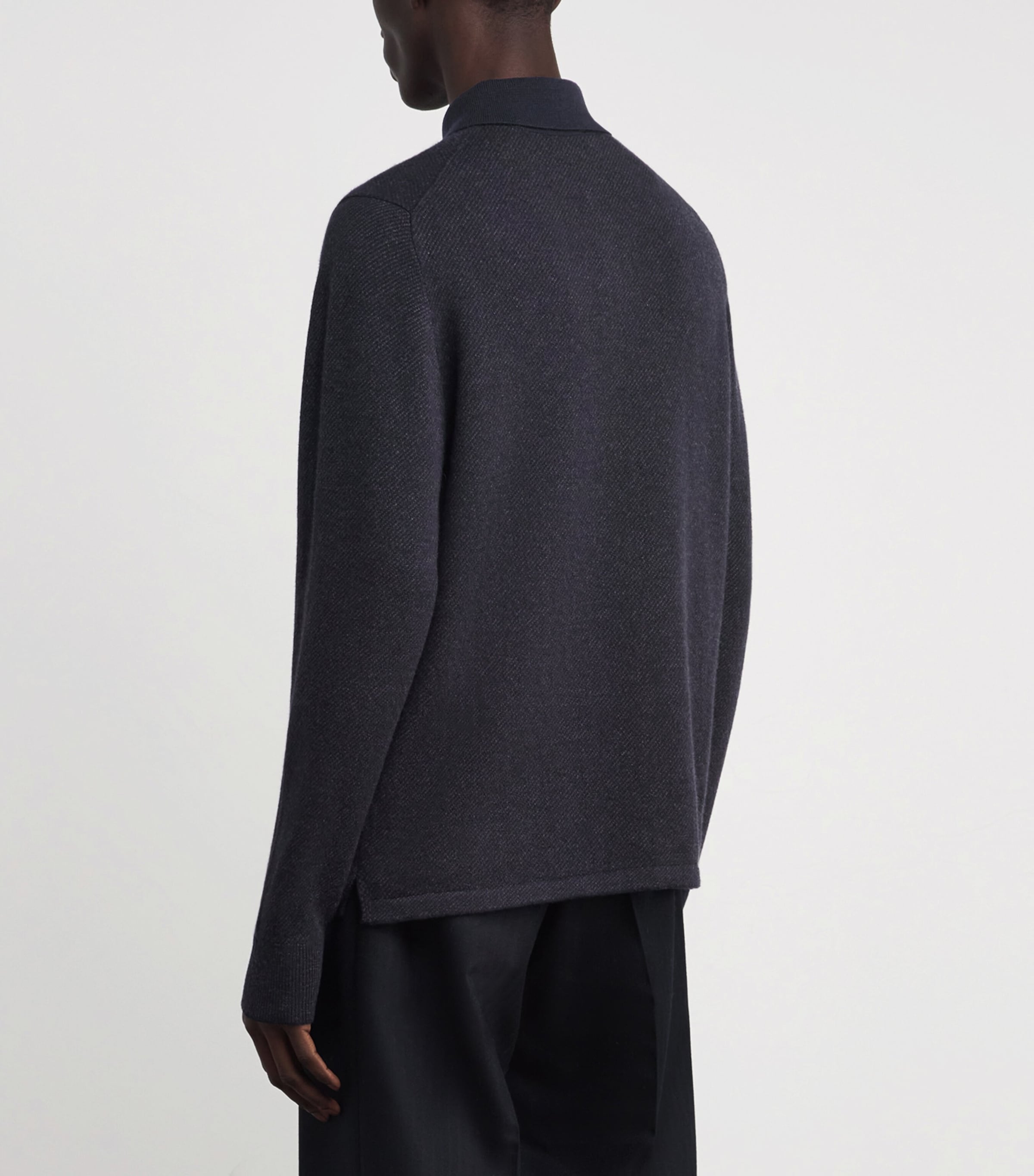 Cashmere Tweel Polo shirt Q25937 NAVY CHARC Image 4