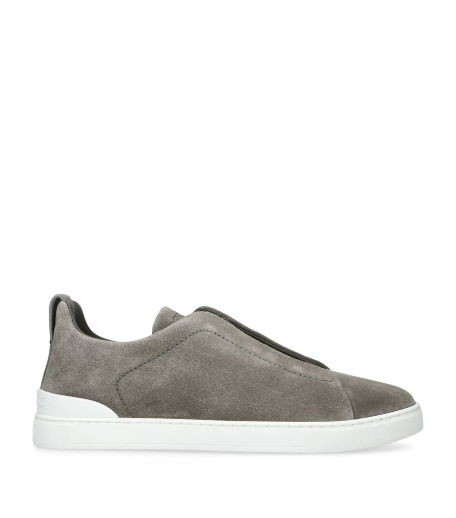 Zegna Suede Triple Stitch Sneakers Gunmetal Image 1