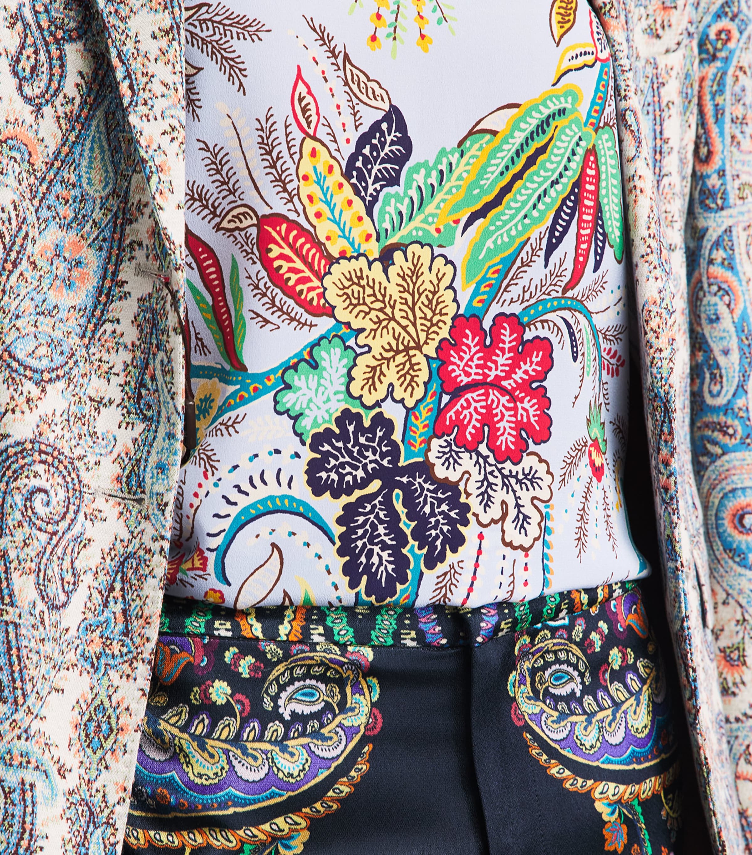 Etro Womens Silk Paisley T-Shirt Prnt/pl Blu Bs Image 3
