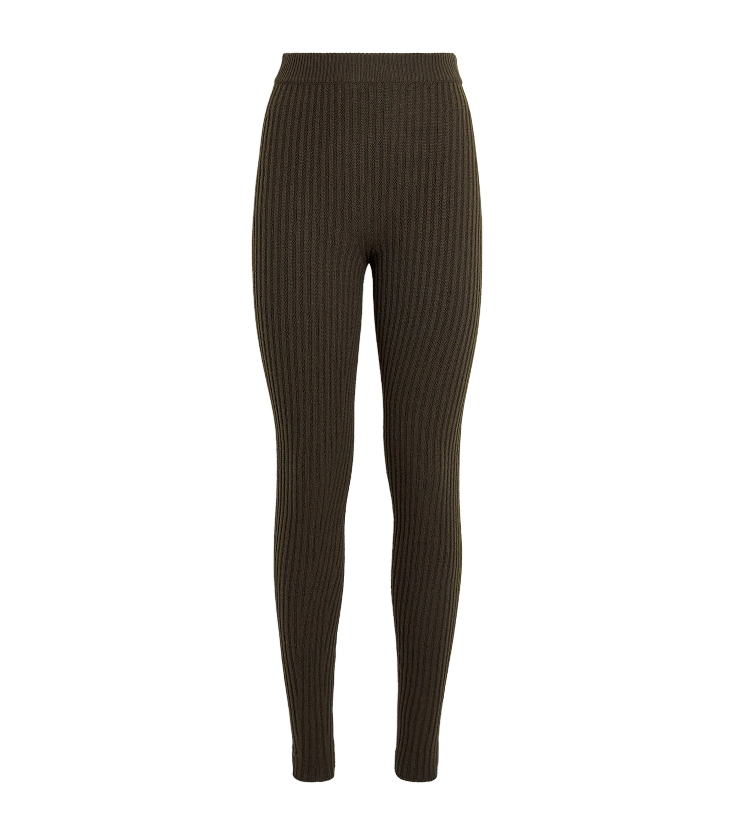 Max Mara Wool-blend Rib-knit Leggings In Gray