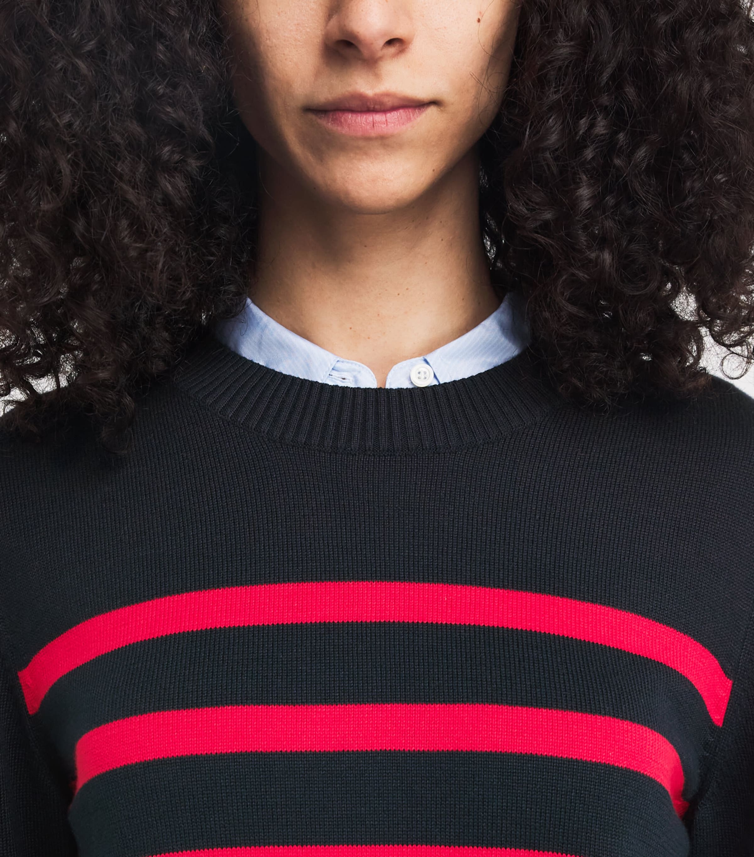 Cotton-Modal Stripe Sweater NAVY/POPPY RED Image 6