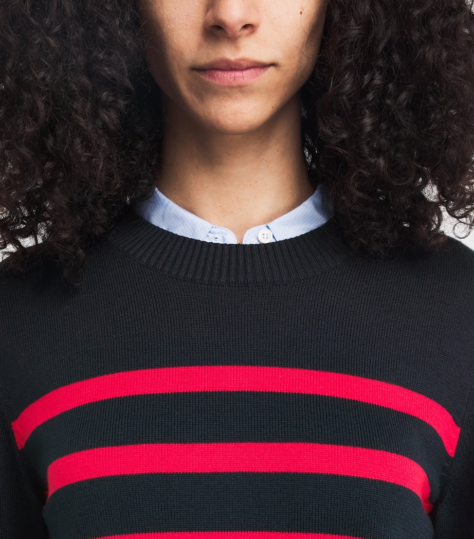 Cotton-Modal Stripe Sweater NAVY/POPPY RED Image 6