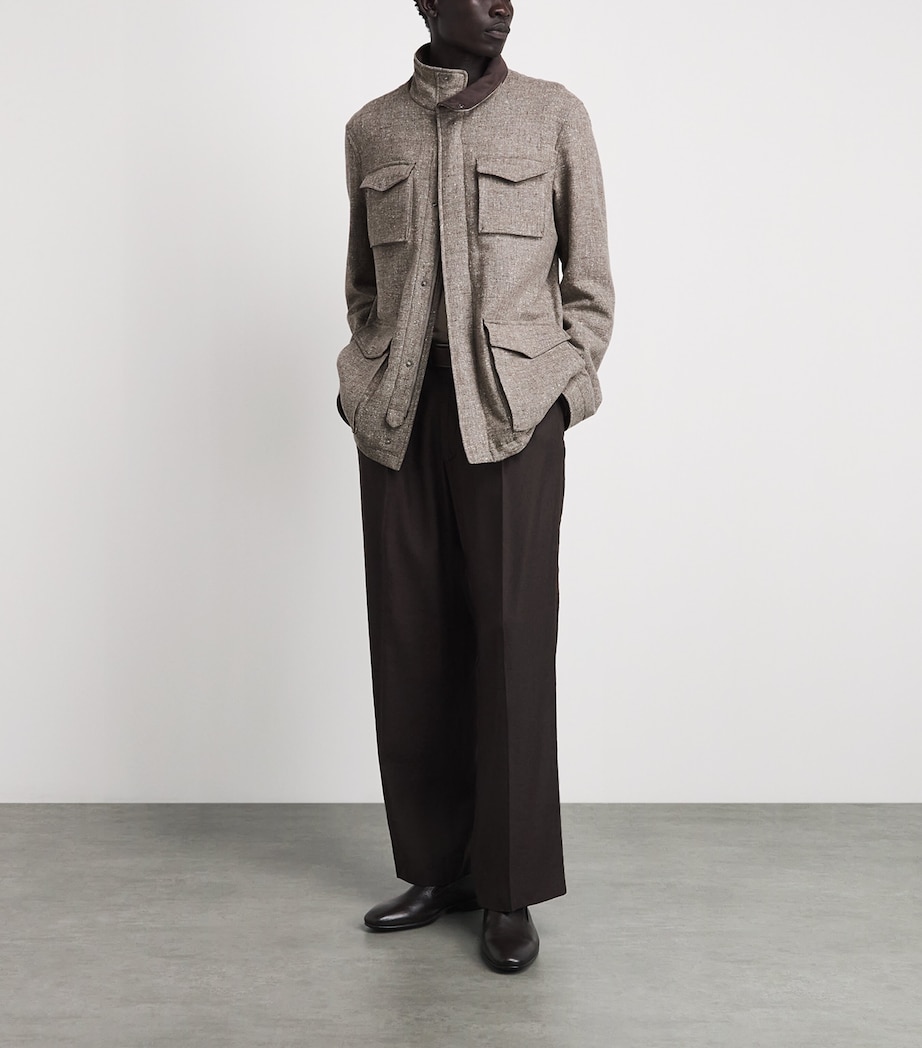 Herno Mens Wool Hybrid High-Neck Jacket Taupe Image 2