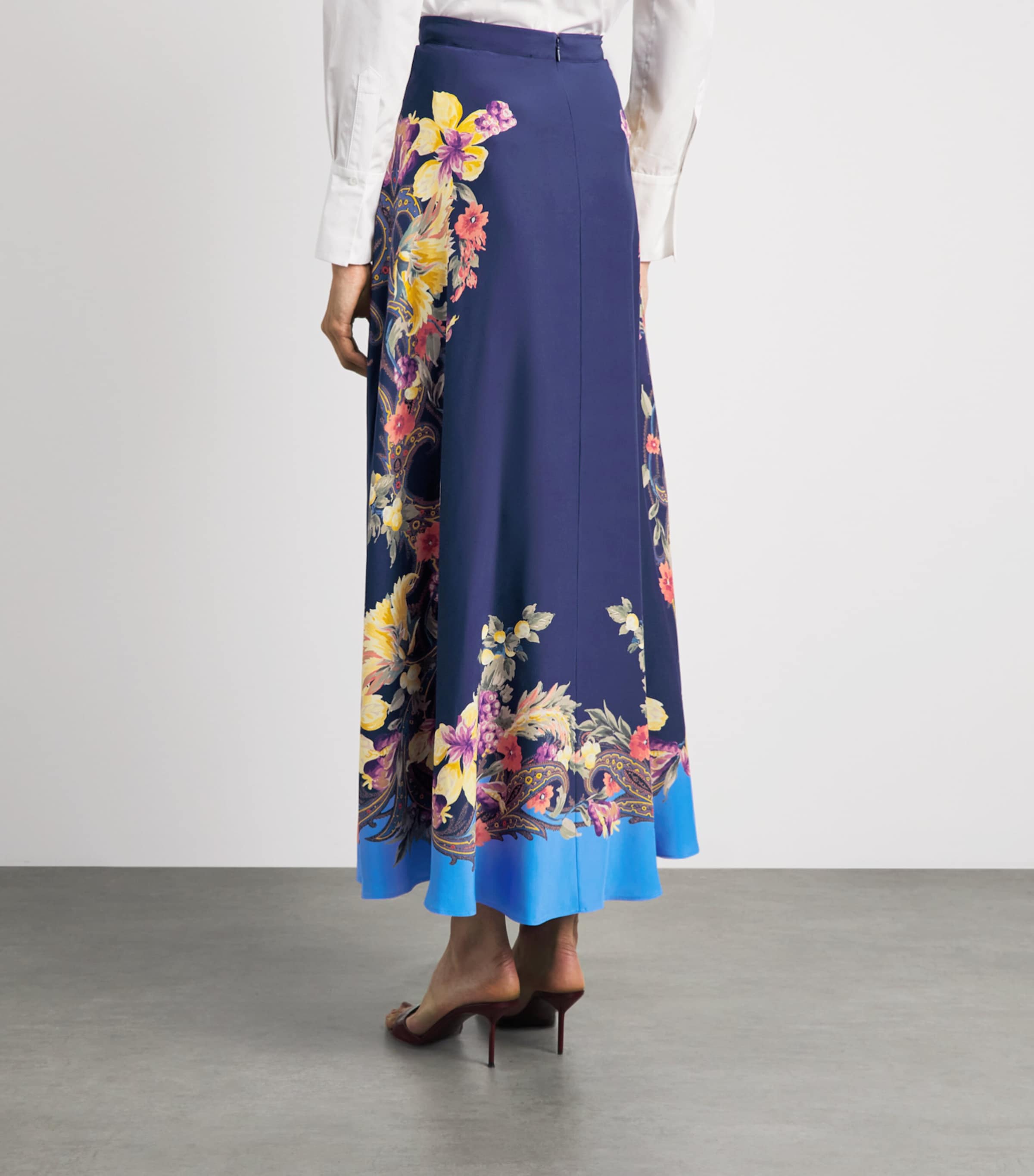 Etro Womens Silk Floral Paisley Print Maxi Skirt Print/blue Bs Image 5