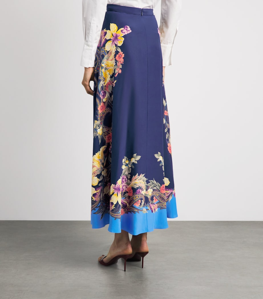 Etro Womens Silk Floral Paisley Print Maxi Skirt Print/blue Bs Image 5