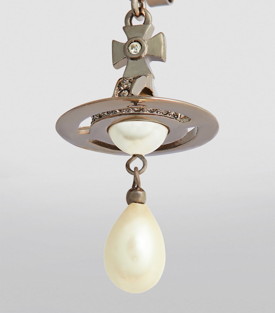 Vivienne Westwood Orb Single Drop Earring Platinum/pearl Image 6