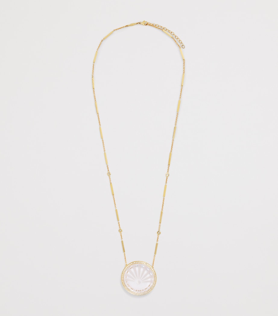 Large Yellow Gold, Diamond and Quartz Sunshine Necklace YELLOW GOLD Image 3