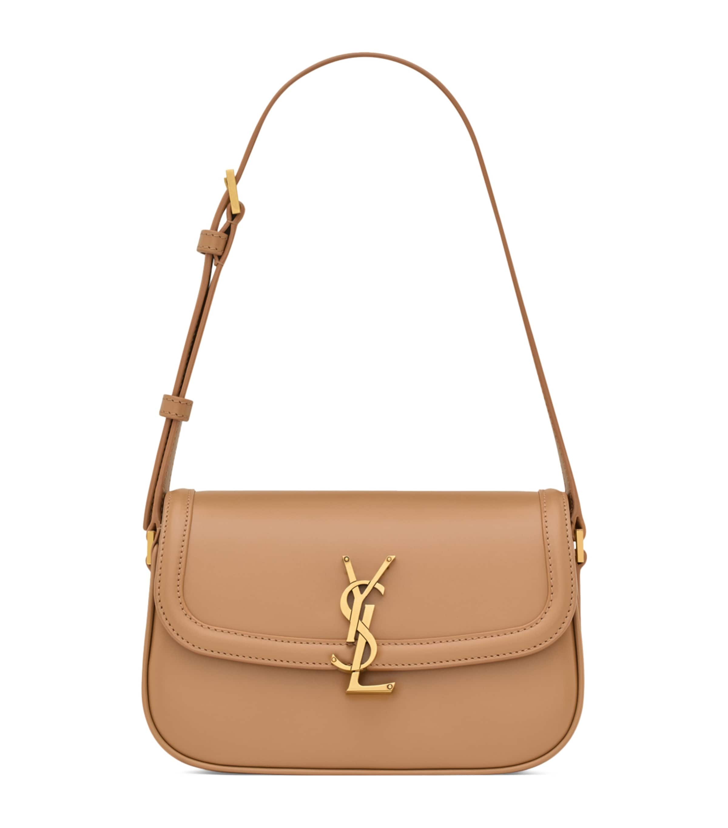 Saint Laurent Mini Leather Solferino Satchel In Sand