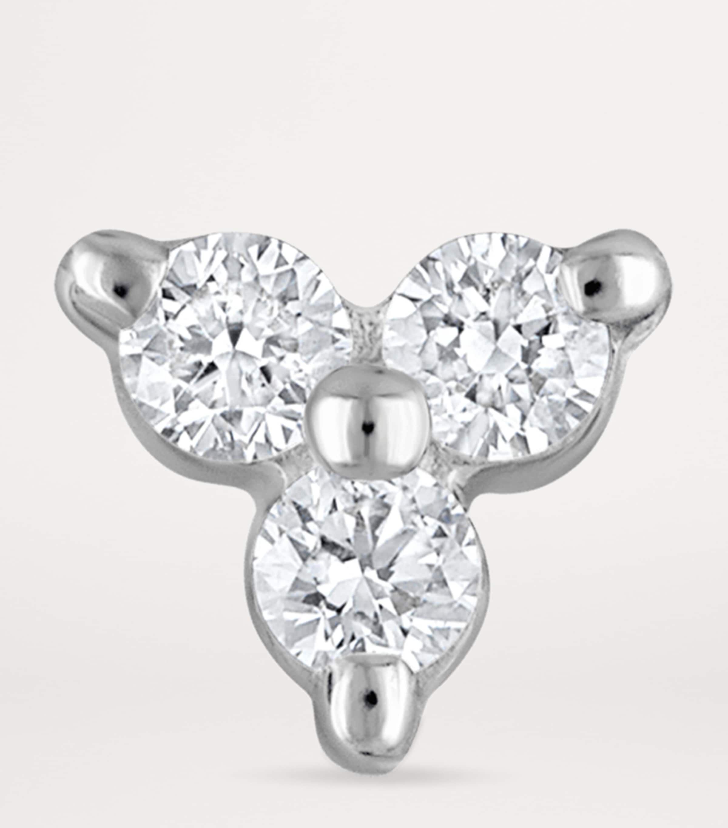 Diamond Trinity Threaded Stud Earring (3mm) WHITE GOLD Image 2