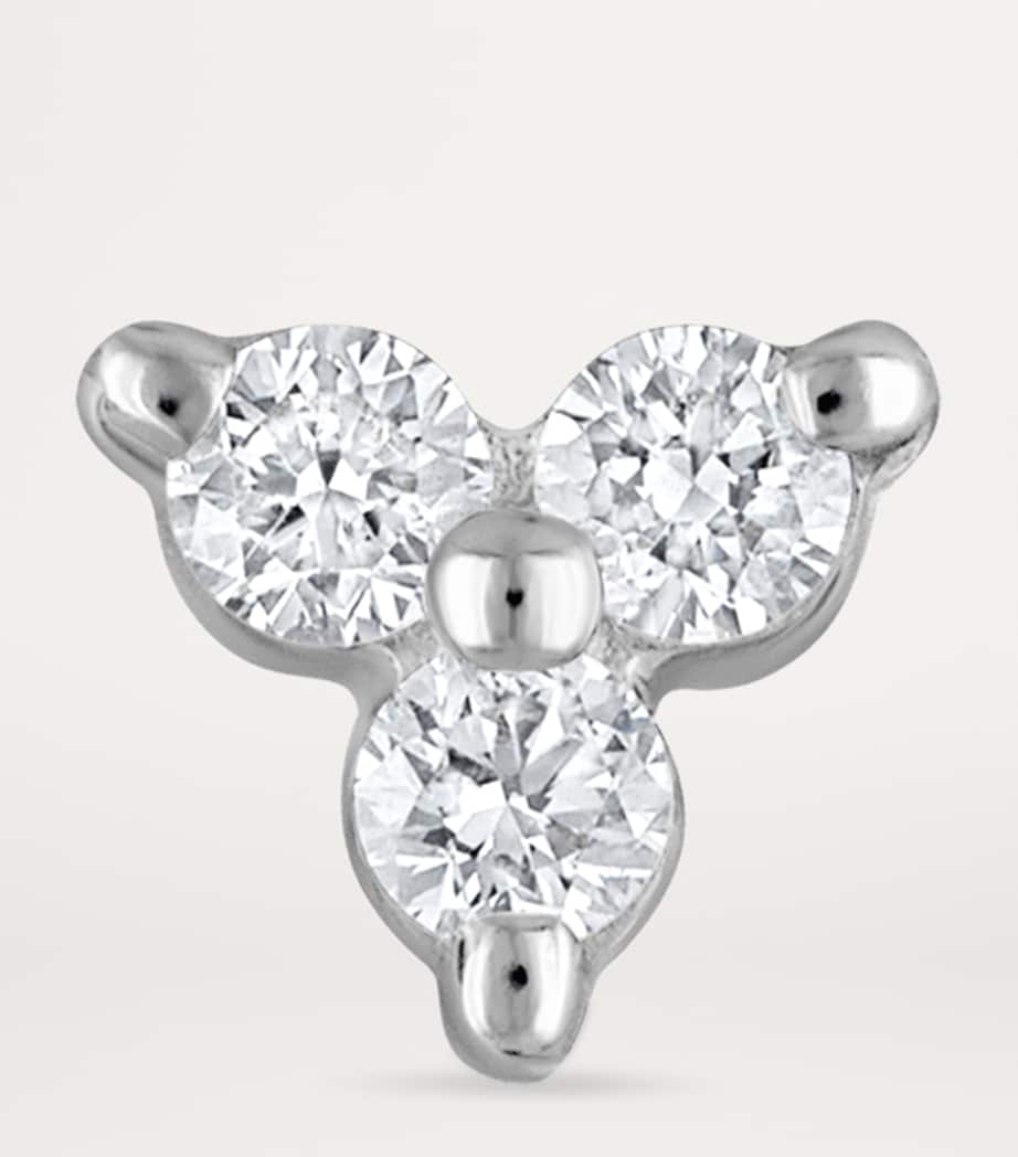 Diamond Trinity Threaded Stud Earring (3mm) WHITE GOLD Image 2