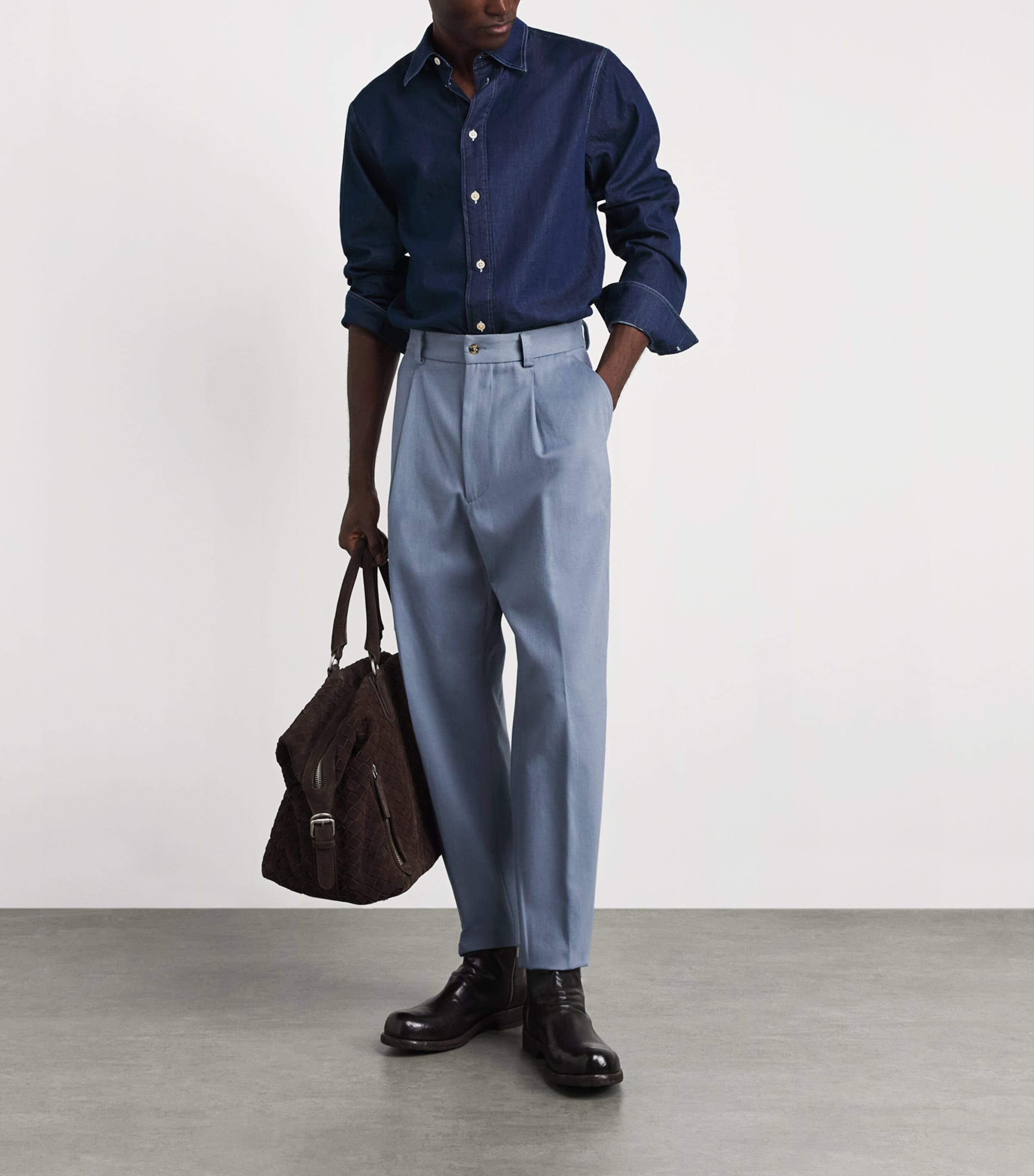Eleventy Mens Cotton Pleated Trousers Zucchero Image 2