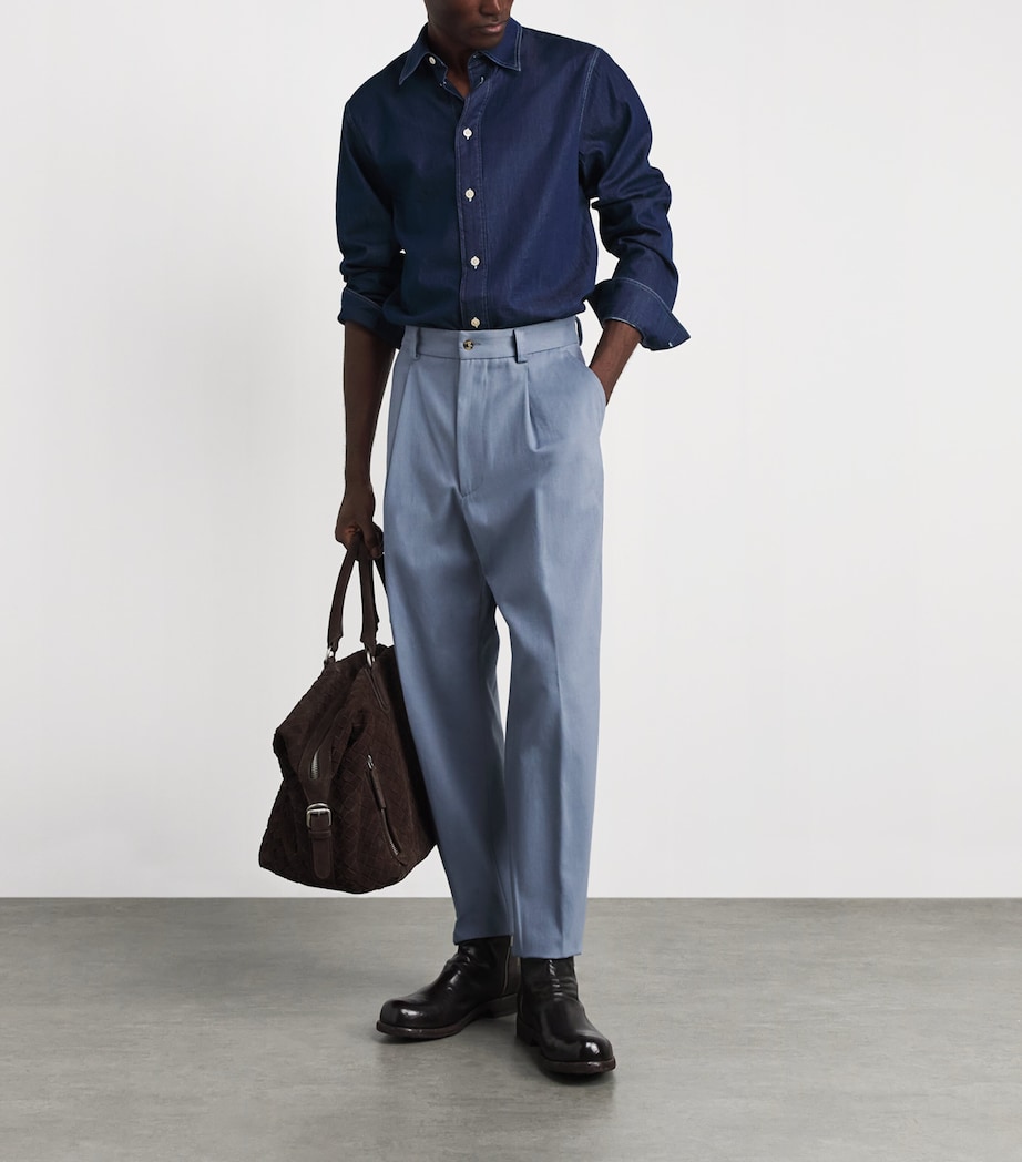 Eleventy Mens Cotton Pleated Trousers Zucchero Image 2