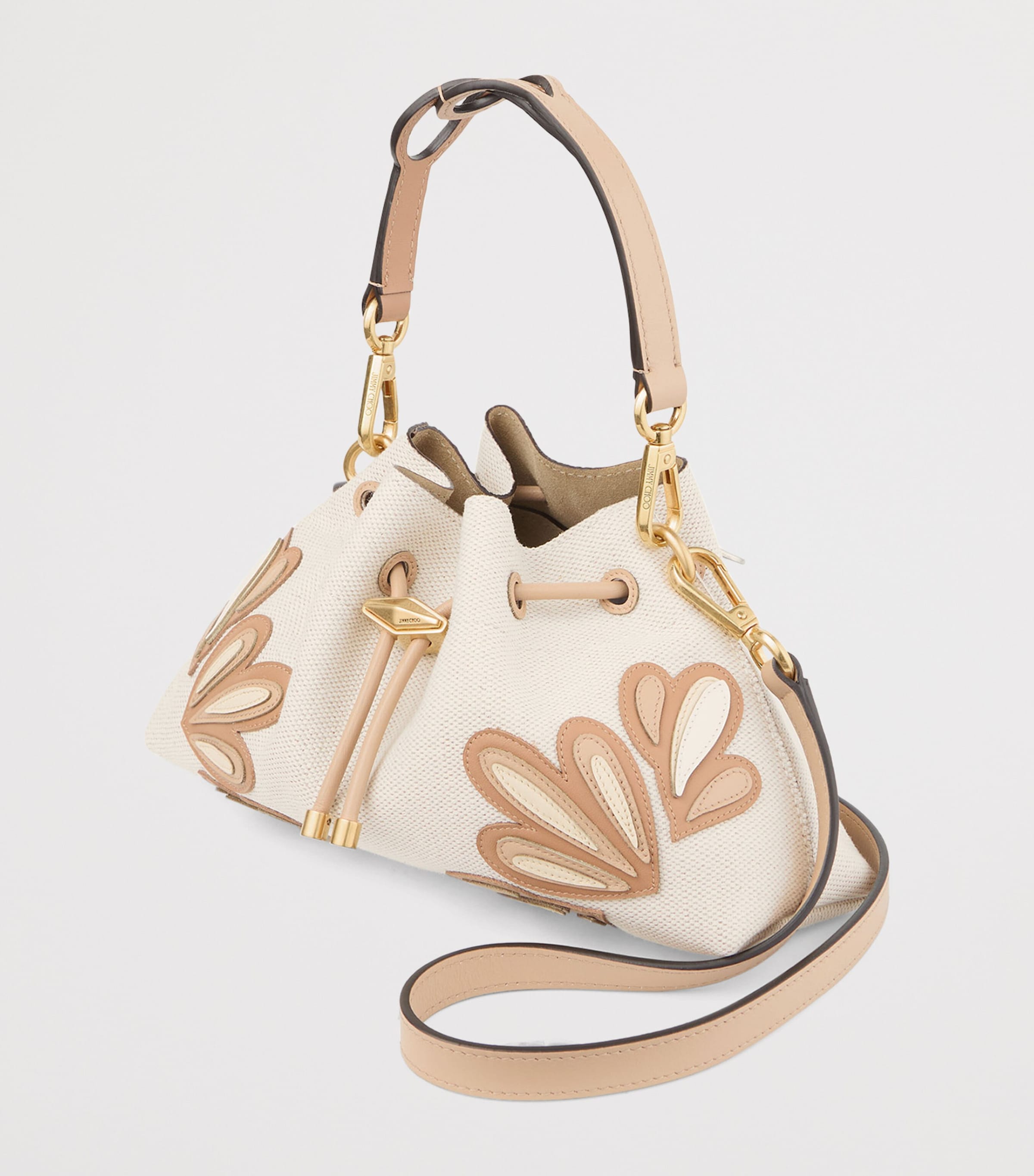 Jimmy Choo Womens Small Cinch Calfskin Shoulder Bag Natural/chai Mix/gol Image 2