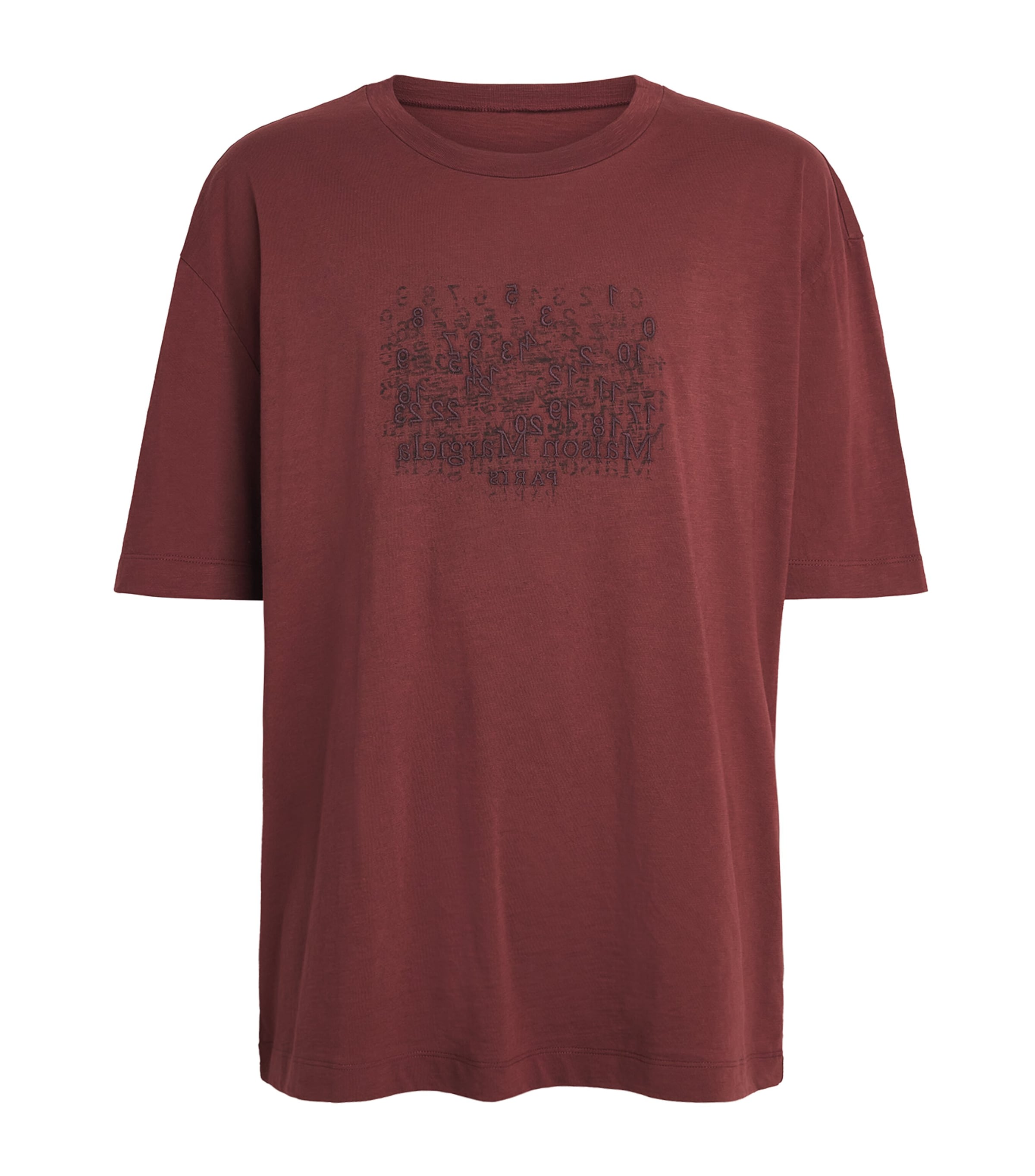 Maison Margiela Mens Cotton Numeric T-Shirt Dark Bric Red Image 1