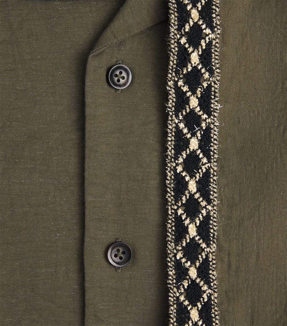 COMMAS Mens Embroidered Resort Shirt Dark Taupe Image 6