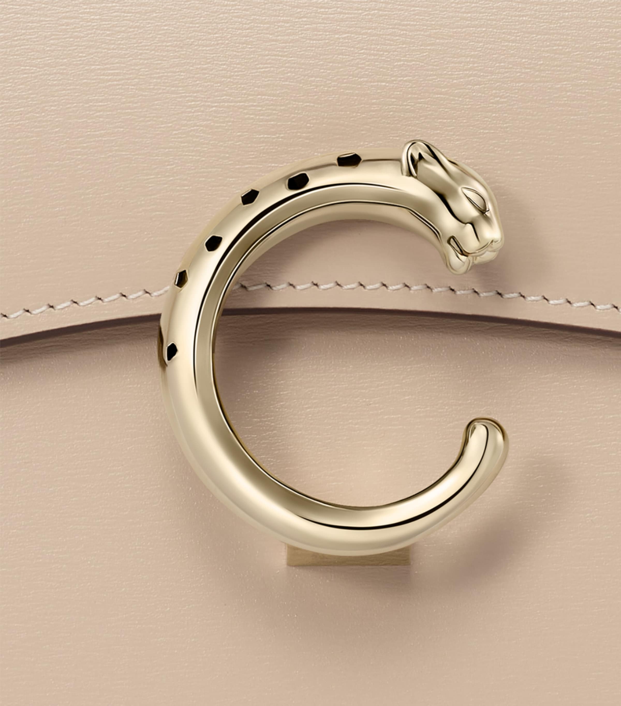 Cartier Womens Small Leather Panthère De Cartier Top-Handle Bag Cord Beige Image 5