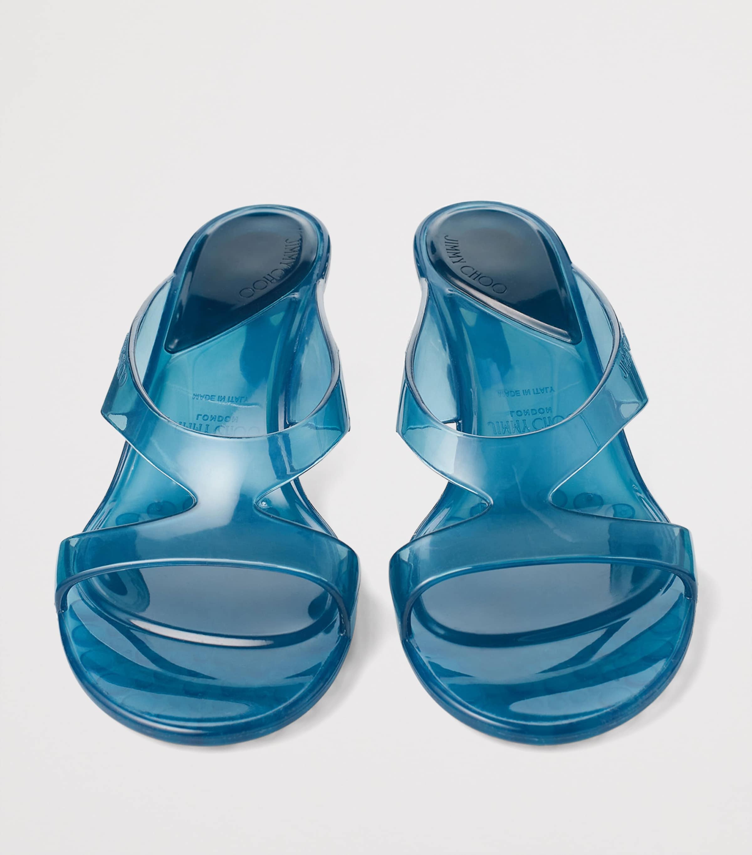 Jimmy Choo Jelly Drop 50 Glitter Heeled Mules Light Lagoon Image 4