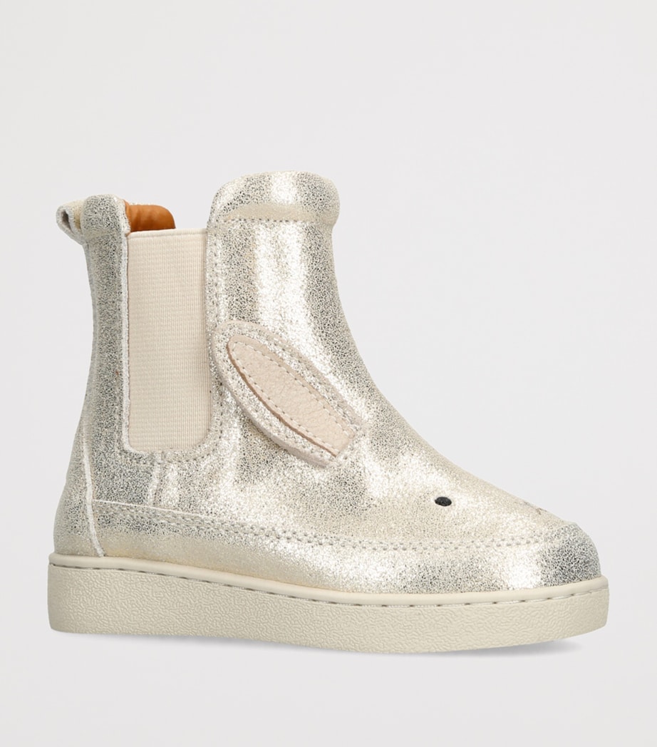 Leather Kheera Bunny Boots SILVER Image 3