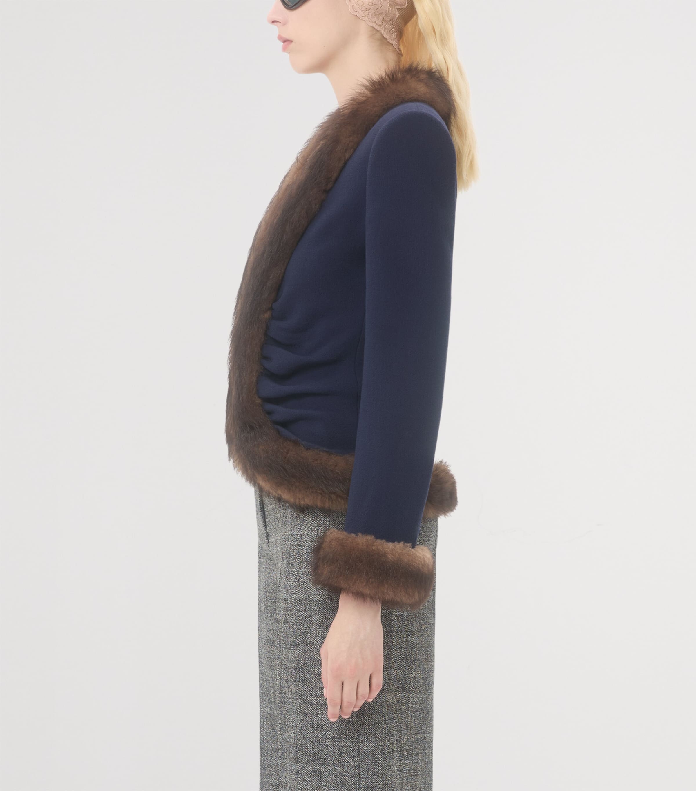 Faux Fur-Trim Blazer D51 Image 5