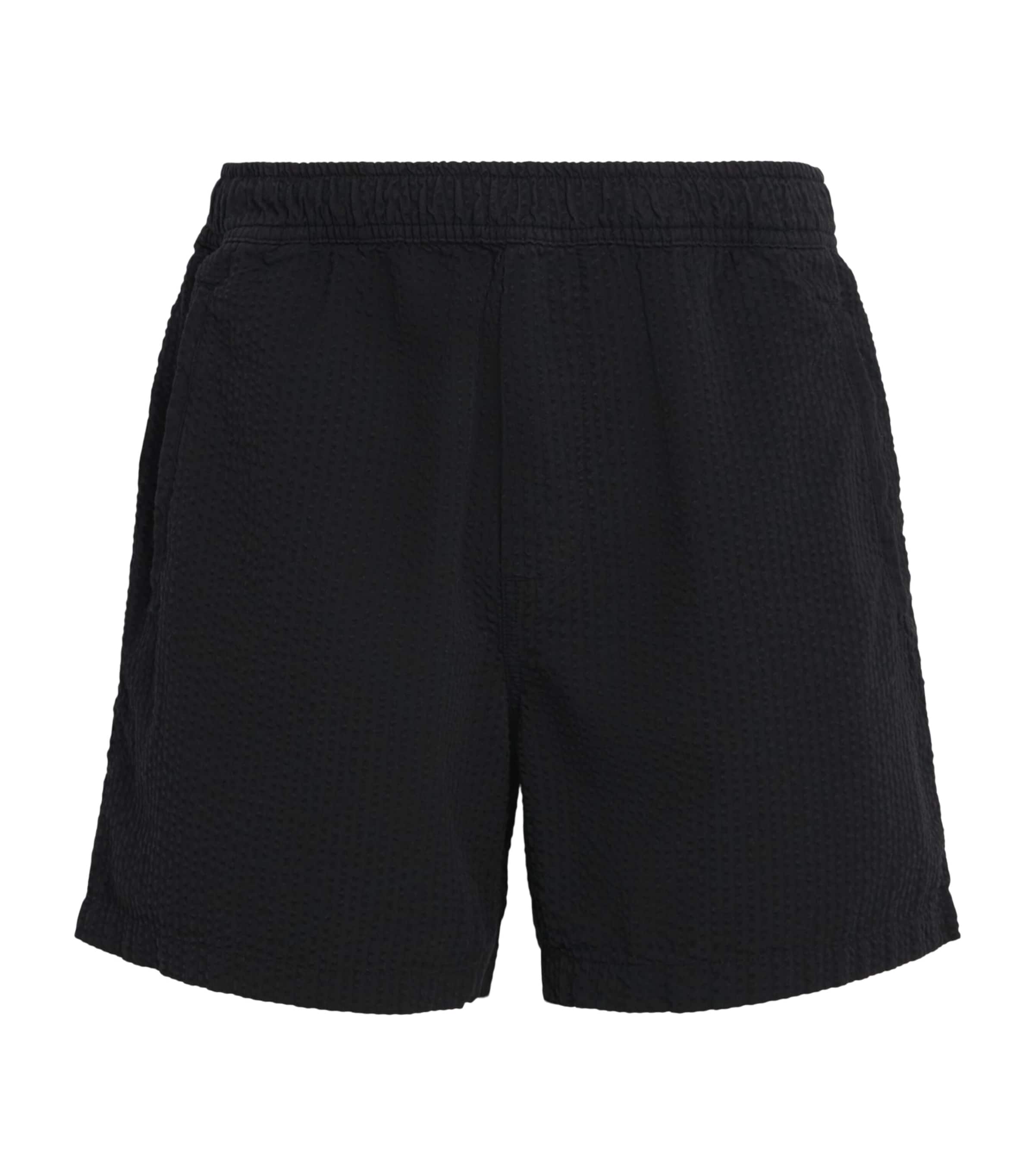 Wax London Mens Cotton Seersucker Mescal Shorts Black Image 1