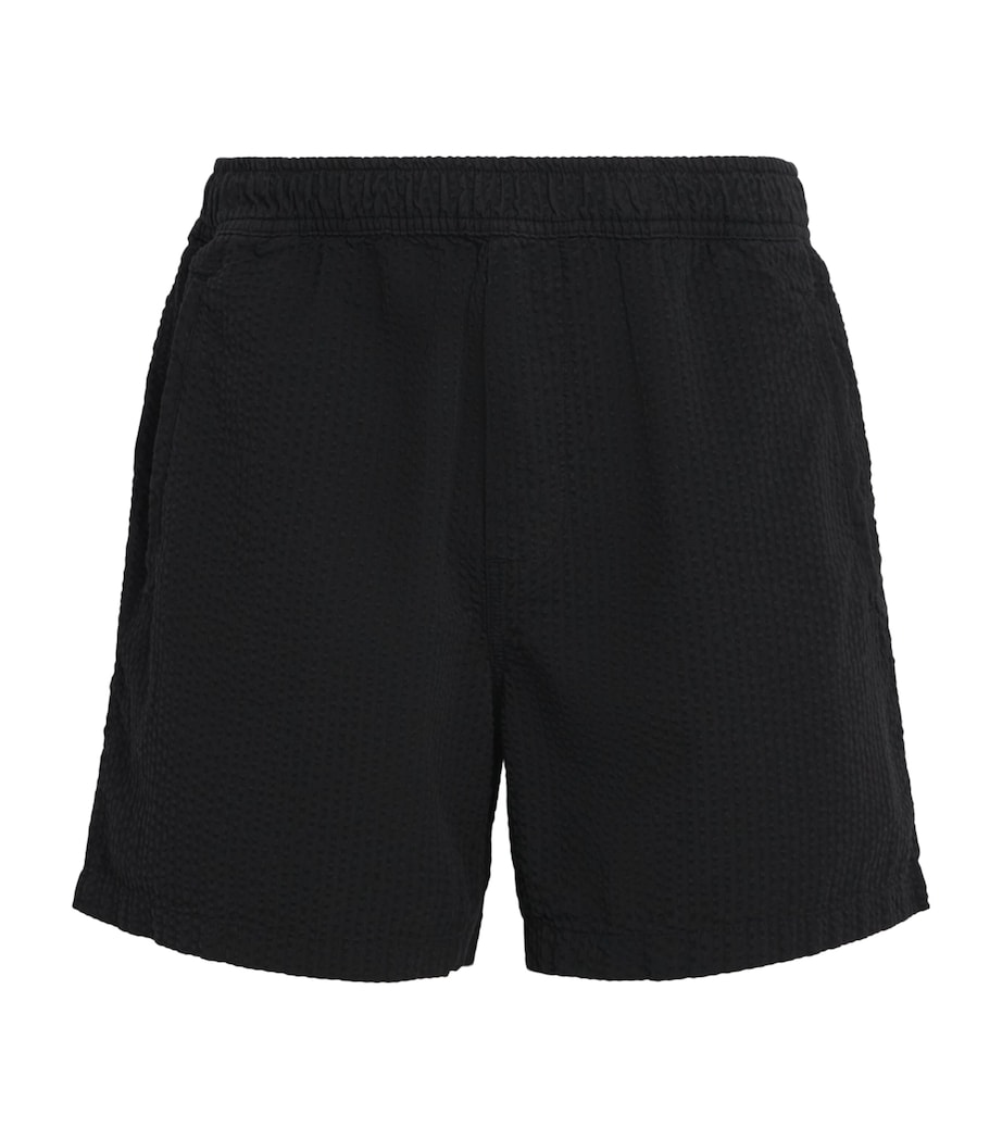 Wax London Mens Cotton Seersucker Mescal Shorts Black Image 1