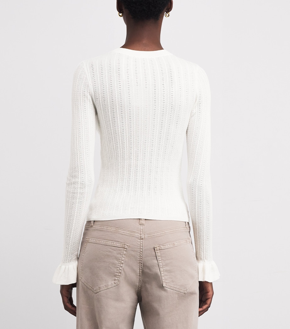 Organic Cotton-Blend Pointelle Ophelia Top IVORY Image 4